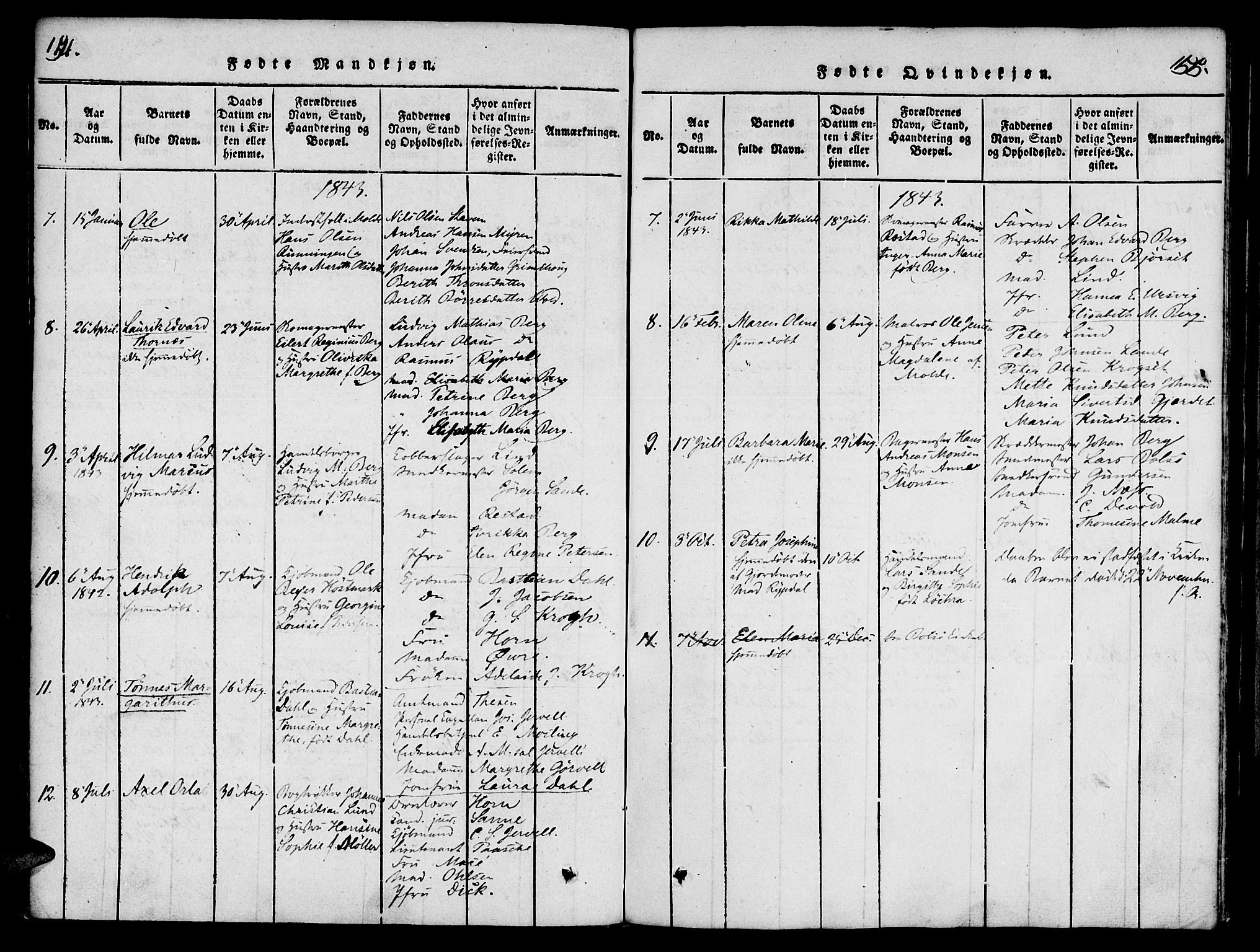 Ministerialprotokoller, klokkerbøker og fødselsregistre - Møre og Romsdal, AV/SAT-A-1454/558/L0688: Parish register (official) no. 558A02, 1818-1843, p. 154-155