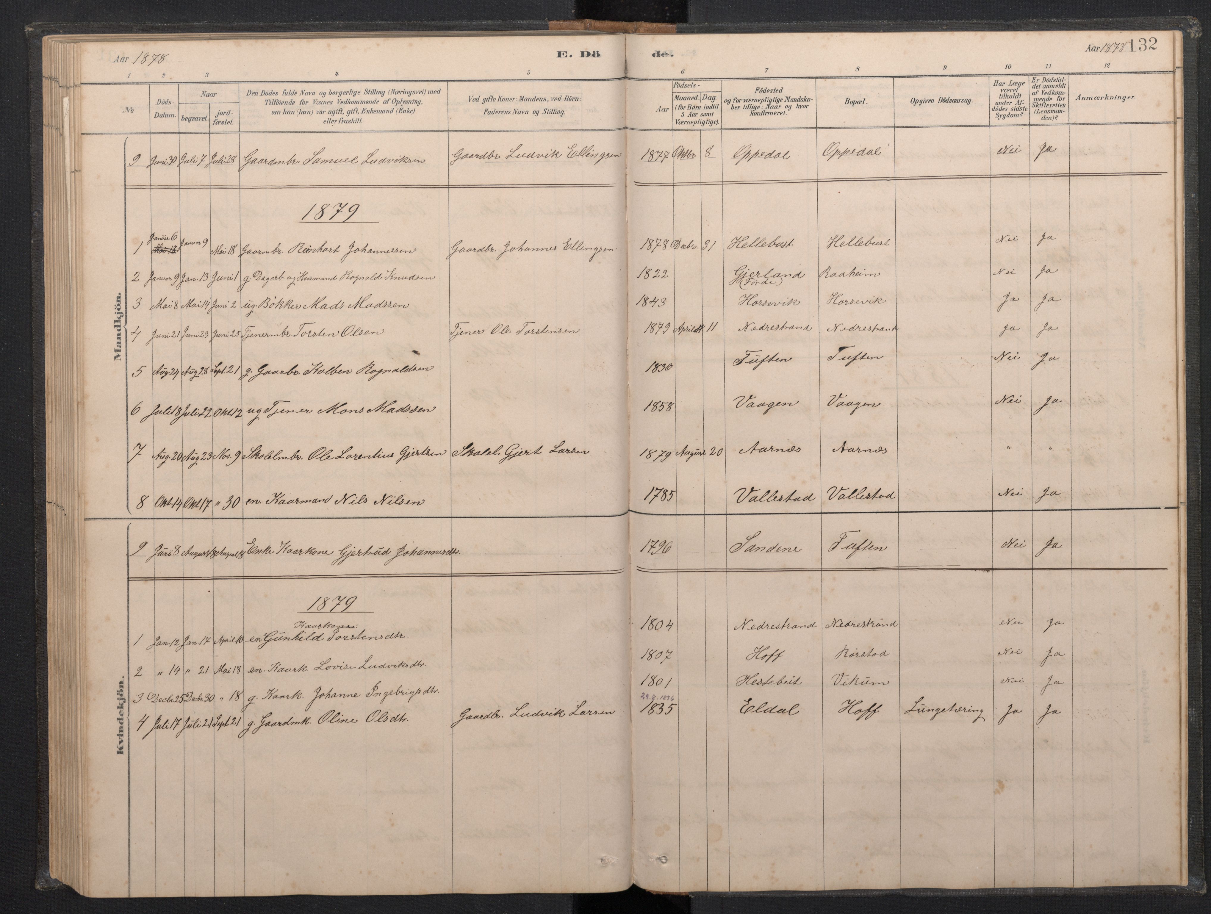 Gaular sokneprestembete, SAB/A-80001/H/Hab: Parish register (copy) no. C 3, 1878-1897, p. 131b-132a