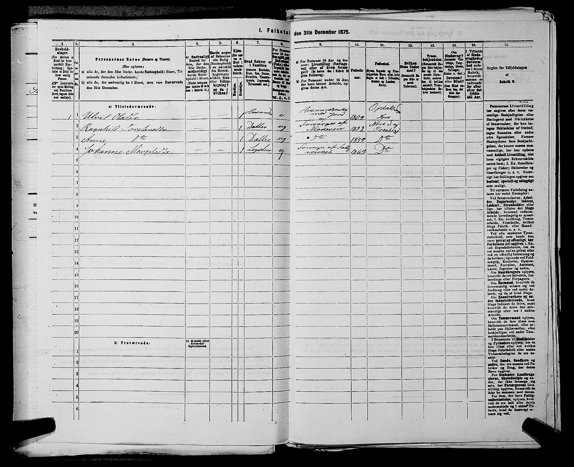 SAKO, 1875 census for 0633P Nore, 1875, p. 936