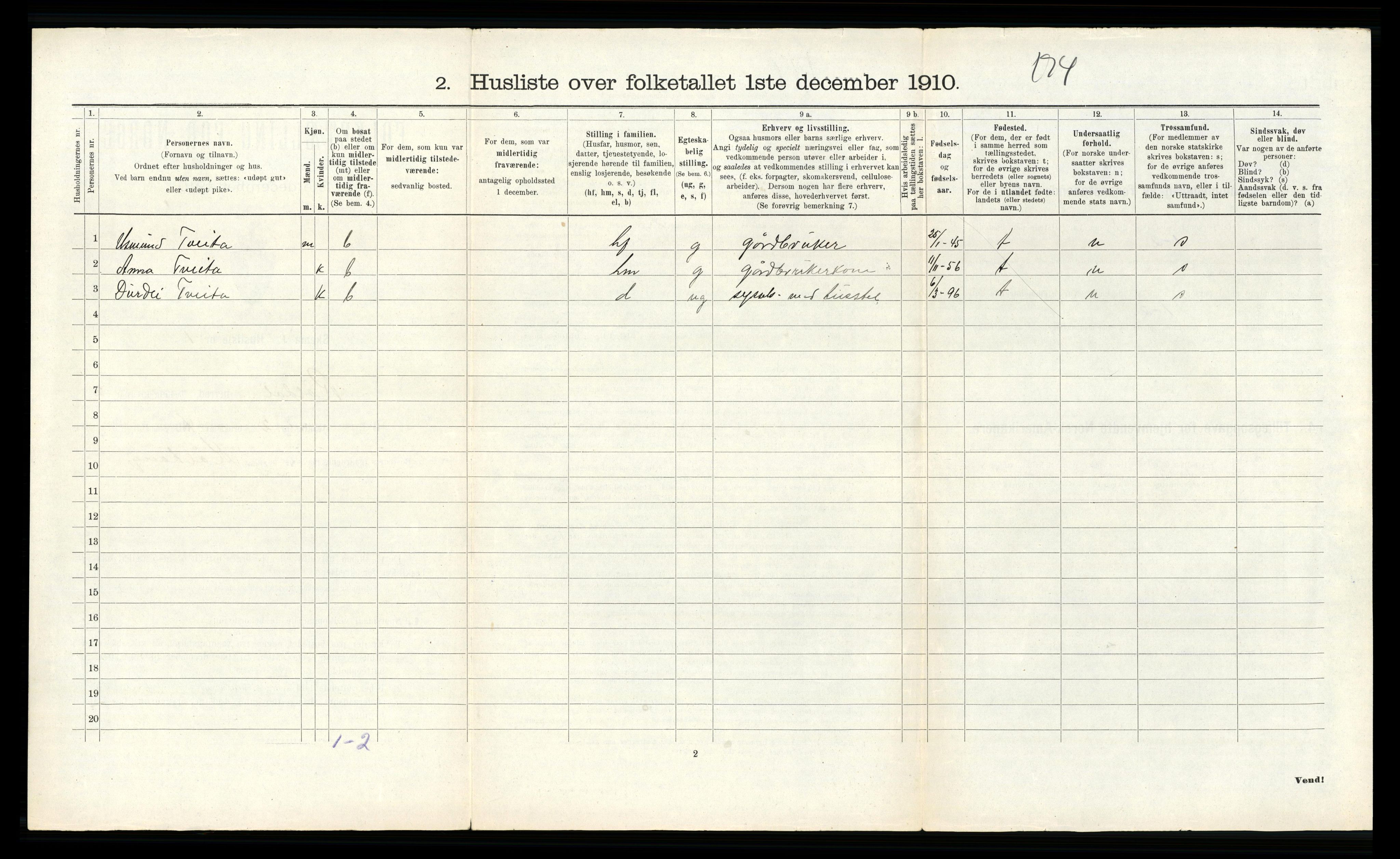 RA, 1910 census for Røldal, 1910, p. 100
