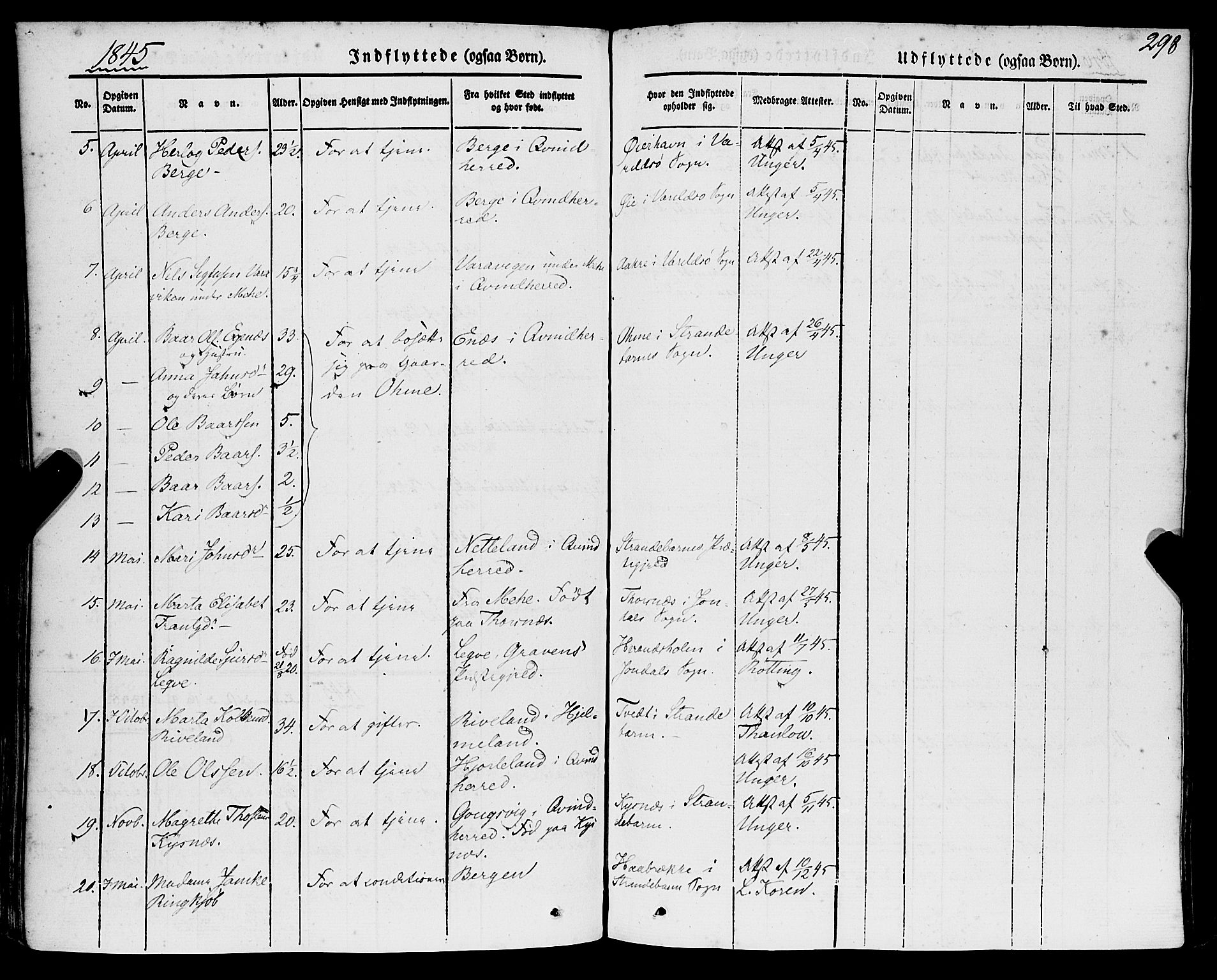 Strandebarm sokneprestembete, SAB/A-78401/H/Haa: Parish register (official) no. A 7, 1844-1872, p. 298