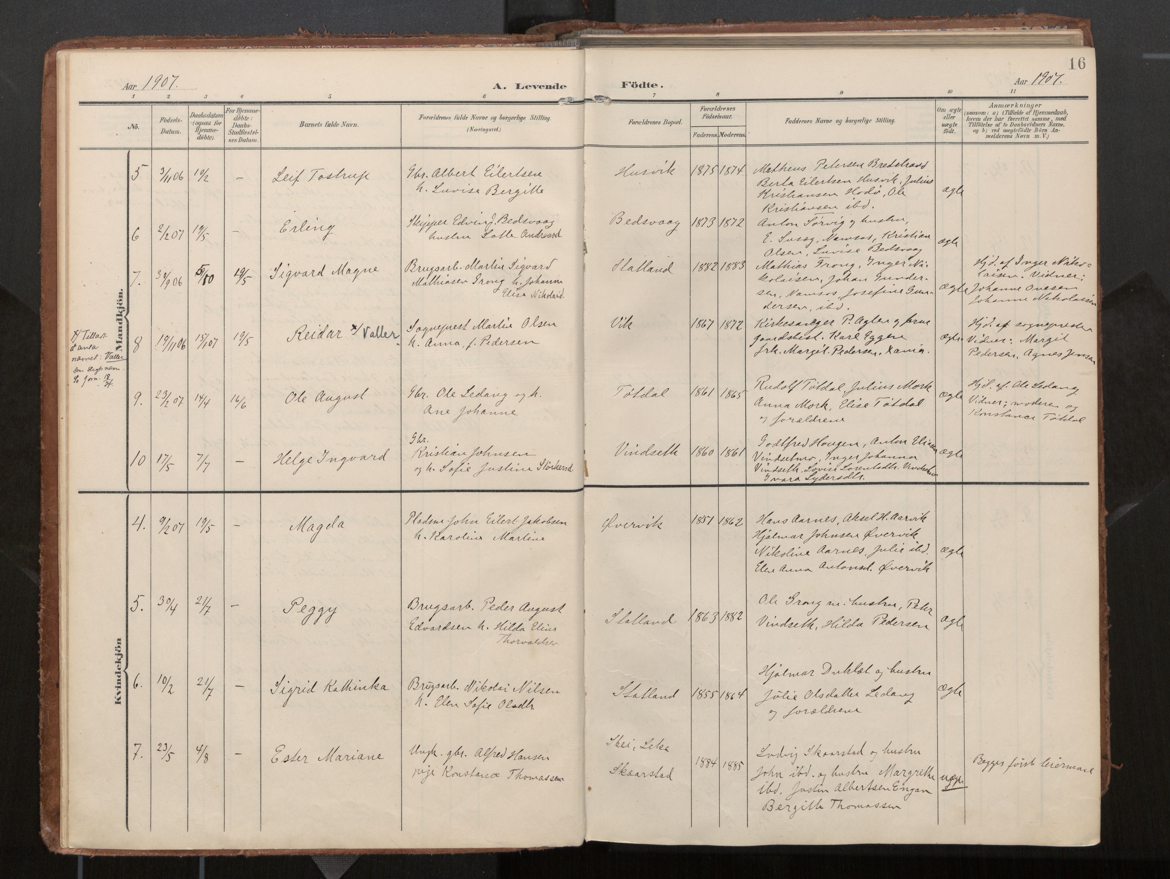 Ministerialprotokoller, klokkerbøker og fødselsregistre - Nord-Trøndelag, AV/SAT-A-1458/774/L0629: Parish register (official), 1904-1926, p. 16