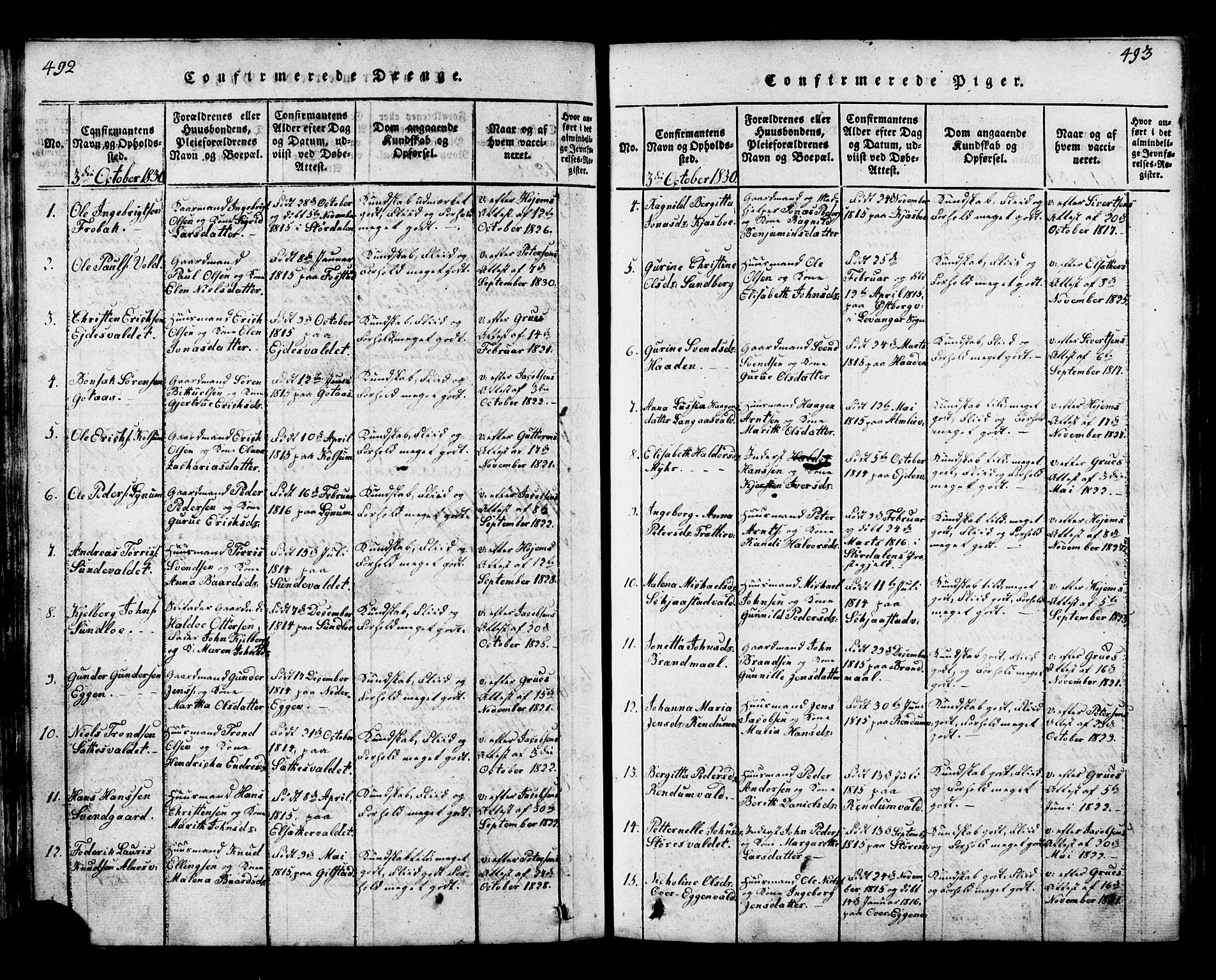 Ministerialprotokoller, klokkerbøker og fødselsregistre - Nord-Trøndelag, AV/SAT-A-1458/717/L0169: Parish register (copy) no. 717C01, 1816-1834, p. 492-493