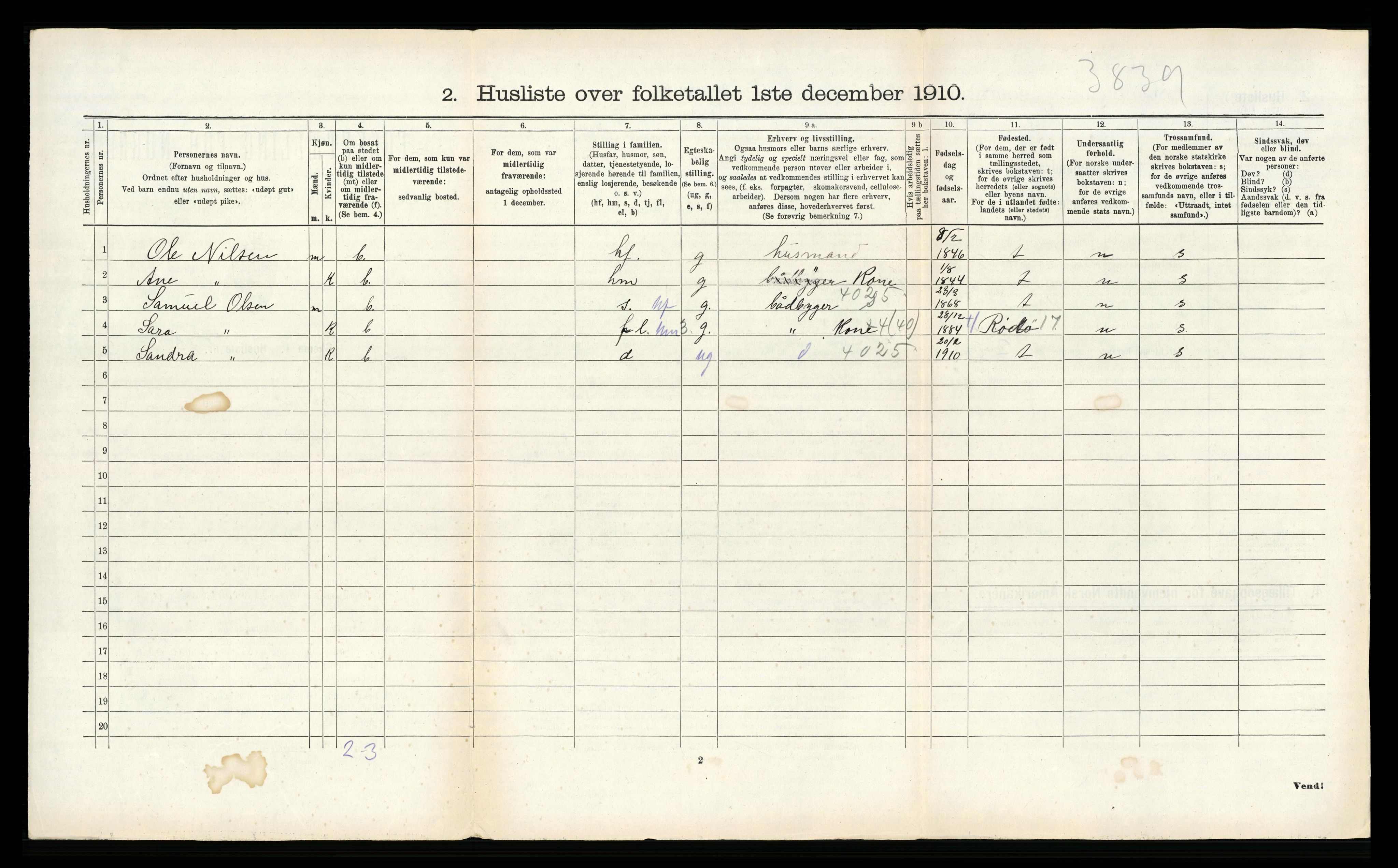 RA, 1910 census for Hemnes, 1910, p. 1407