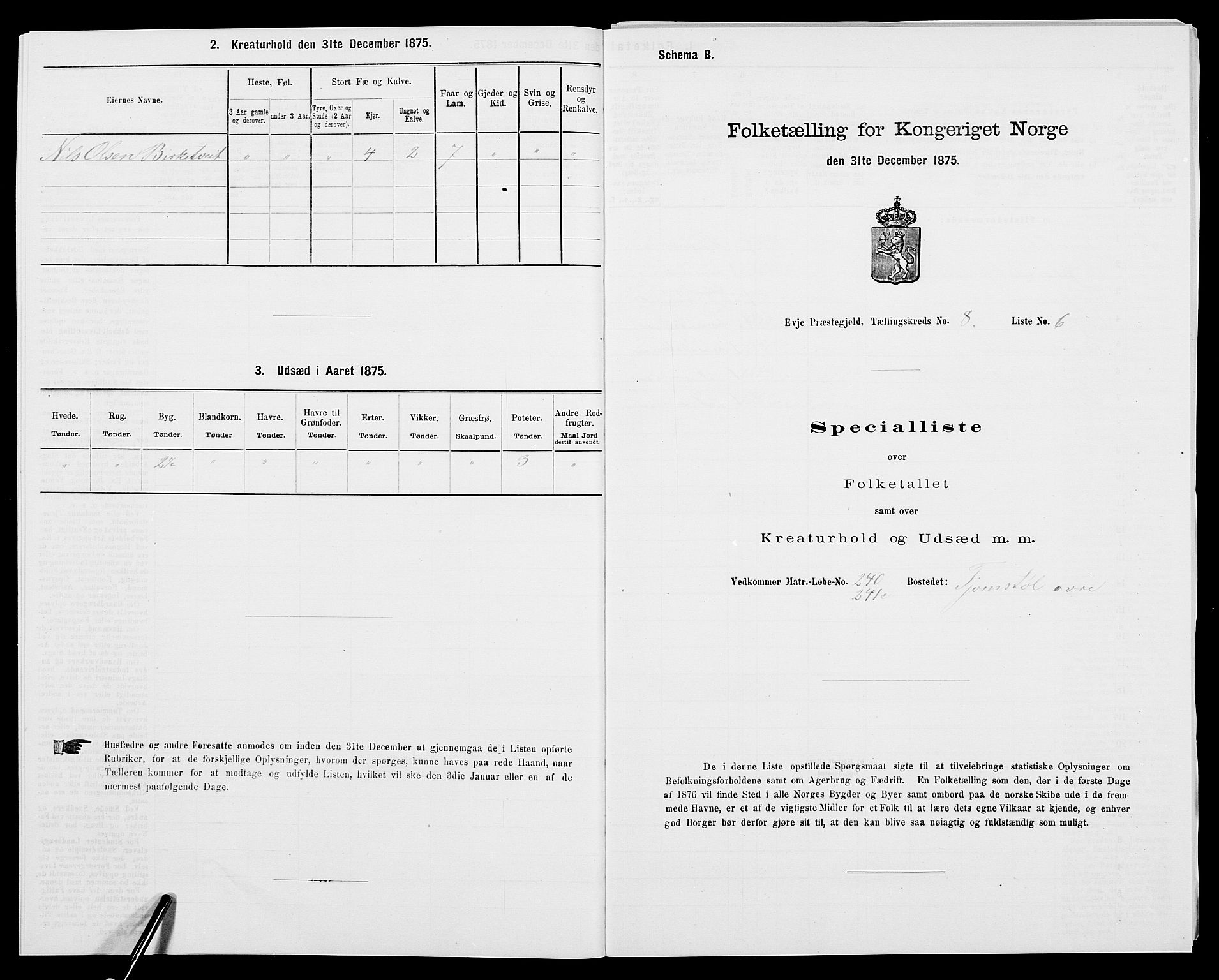 SAK, 1875 census for 0934P Evje, 1875, p. 684