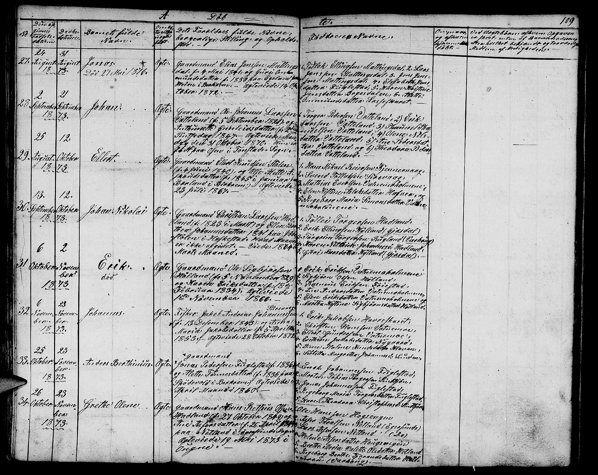 Eigersund sokneprestkontor, AV/SAST-A-101807/S09/L0003: Parish register (copy) no. B 3, 1846-1875, p. 109