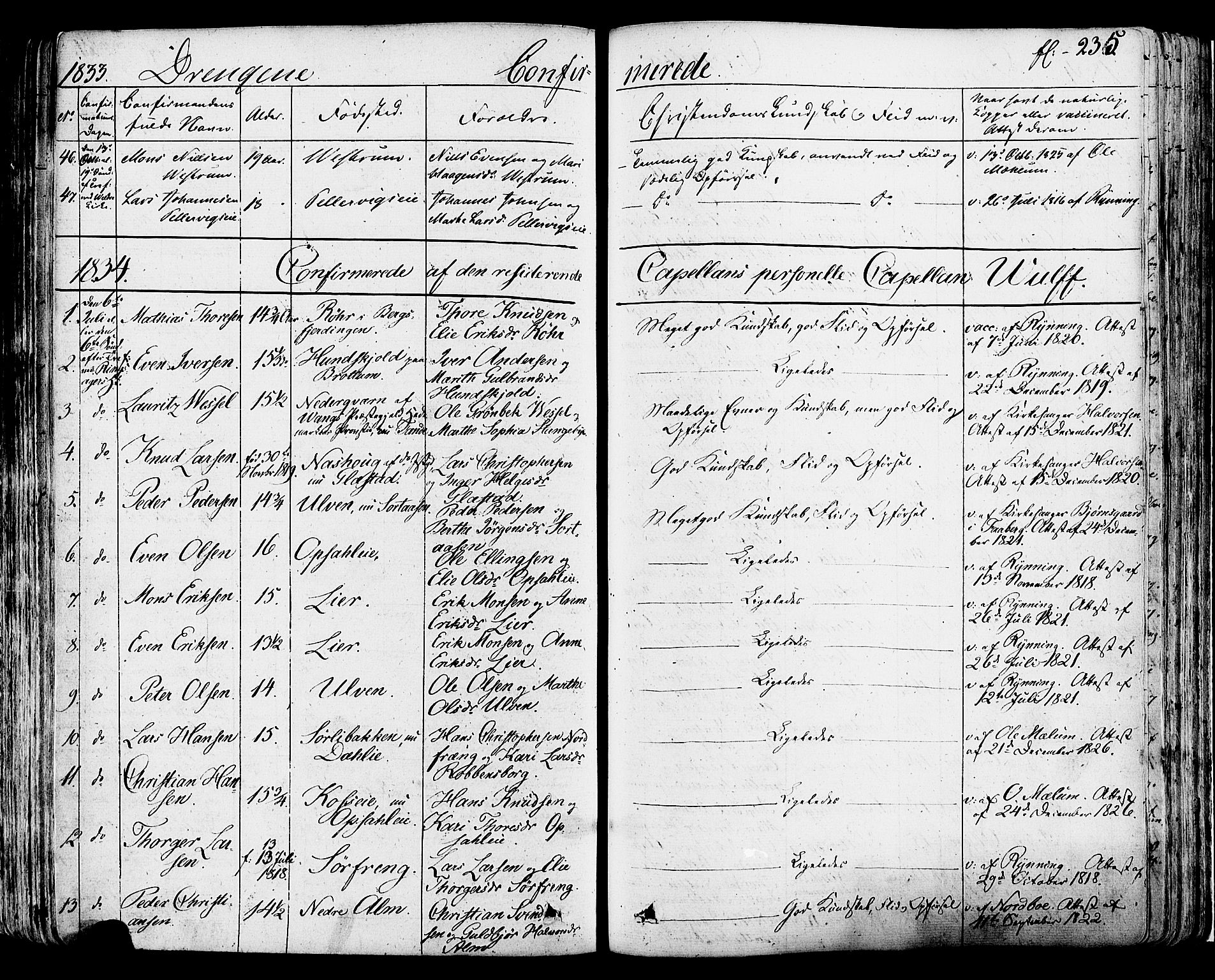 Ringsaker prestekontor, AV/SAH-PREST-014/K/Ka/L0007: Parish register (official) no. 7A, 1826-1837, p. 235