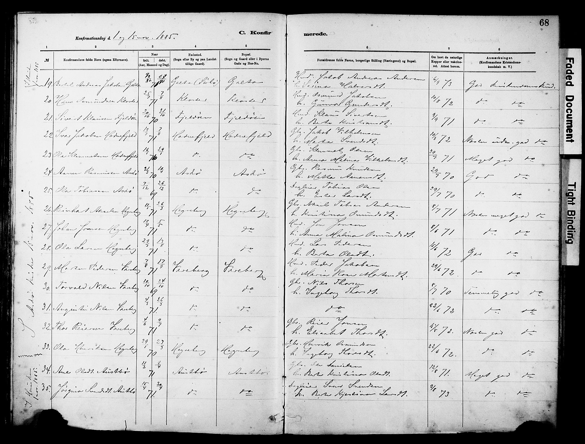 Rennesøy sokneprestkontor, SAST/A -101827/H/Ha/Haa/L0012: Parish register (official) no. A 13, 1885-1917, p. 68