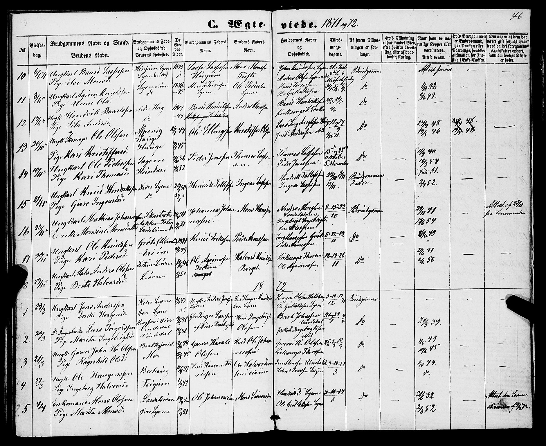 Lærdal sokneprestembete, AV/SAB-A-81201: Parish register (official) no. A 15, 1853-1877, p. 46