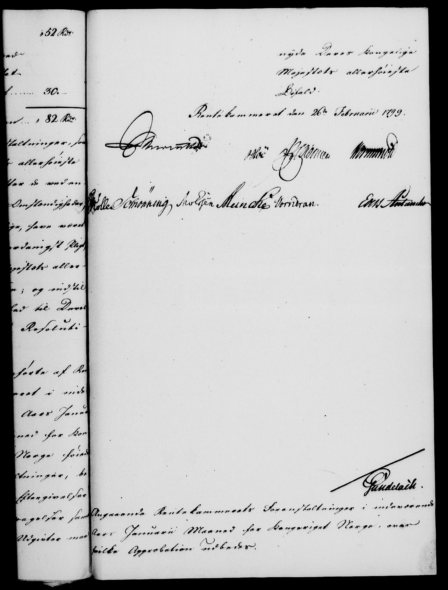 Rentekammeret, Kammerkanselliet, RA/EA-3111/G/Gf/Gfa/L0081: Norsk relasjons- og resolusjonsprotokoll (merket RK 52.81), 1799, p. 105