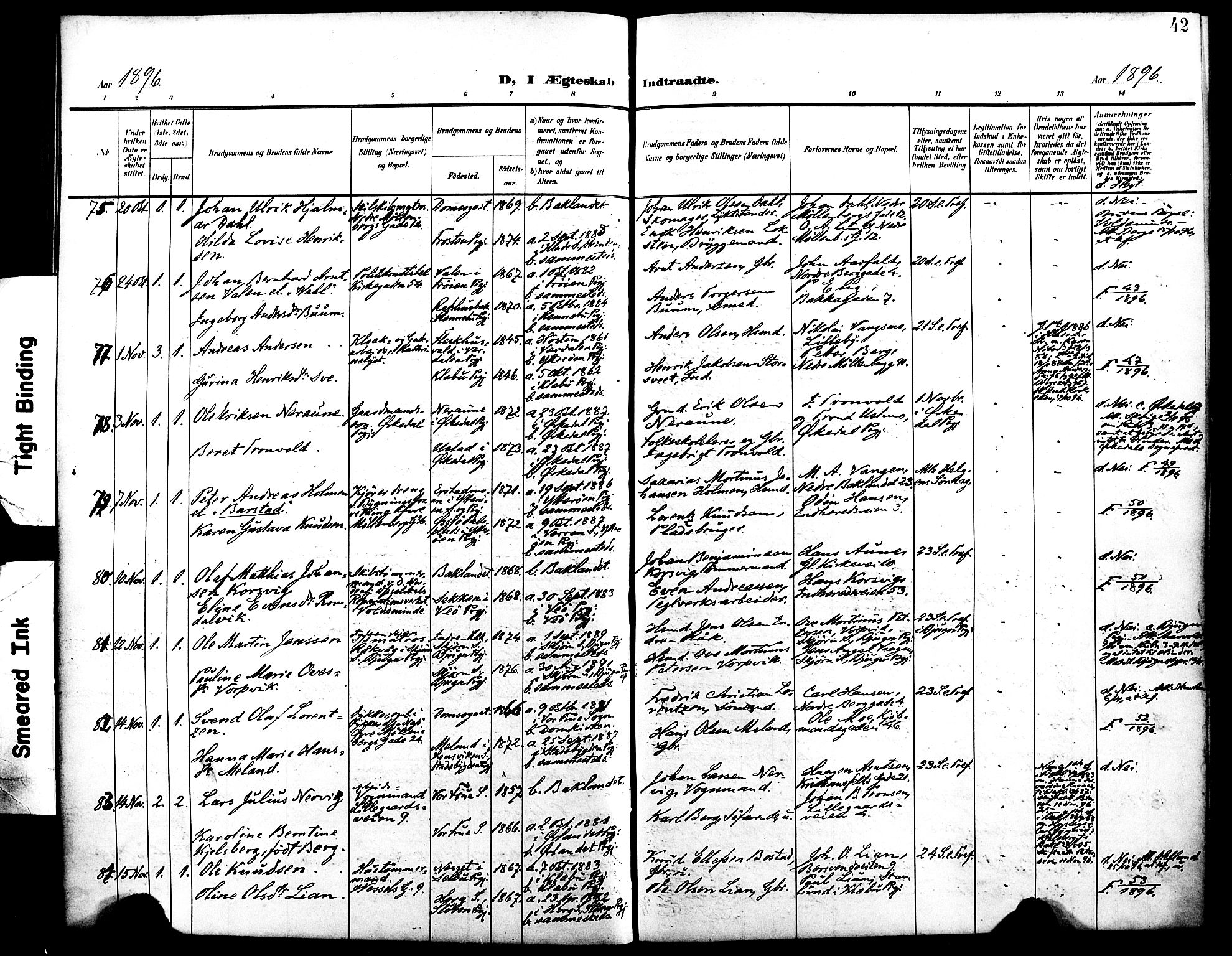 Ministerialprotokoller, klokkerbøker og fødselsregistre - Sør-Trøndelag, AV/SAT-A-1456/604/L0198: Parish register (official) no. 604A19, 1893-1900, p. 42