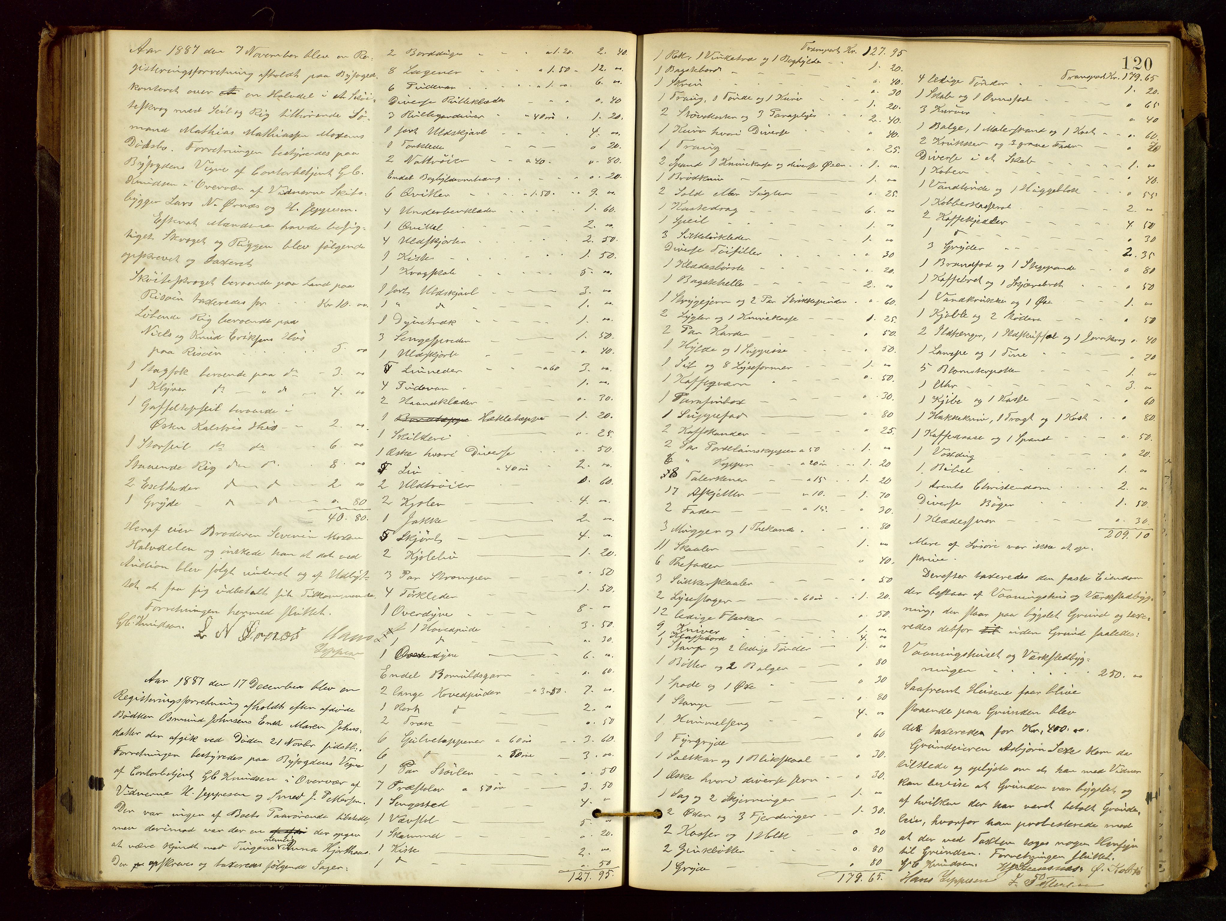 Haugesund tingrett, AV/SAST-A-101415/01/IV/IVB/L0002: Skifteregistreringsprotokoll, med register, 1879-1898, p. 119b-120a