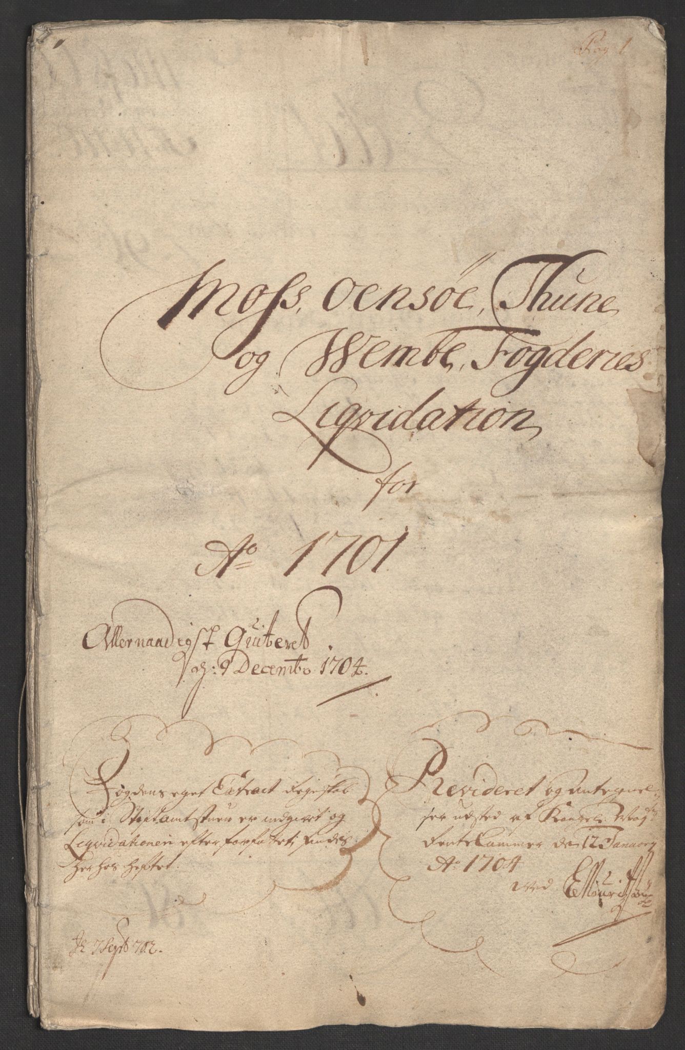 Rentekammeret inntil 1814, Reviderte regnskaper, Fogderegnskap, AV/RA-EA-4092/R04/L0130: Fogderegnskap Moss, Onsøy, Tune, Veme og Åbygge, 1701, p. 3