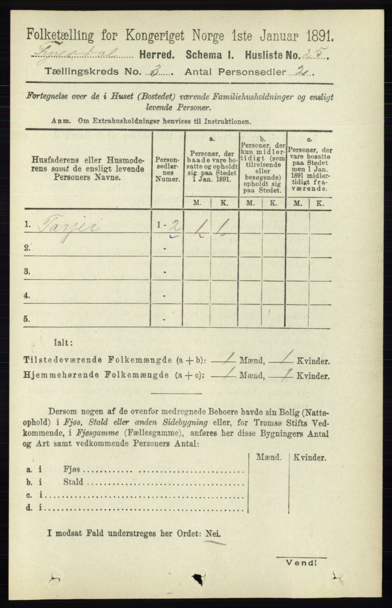 RA, 1891 census for 0831 Fyresdal, 1891, p. 559