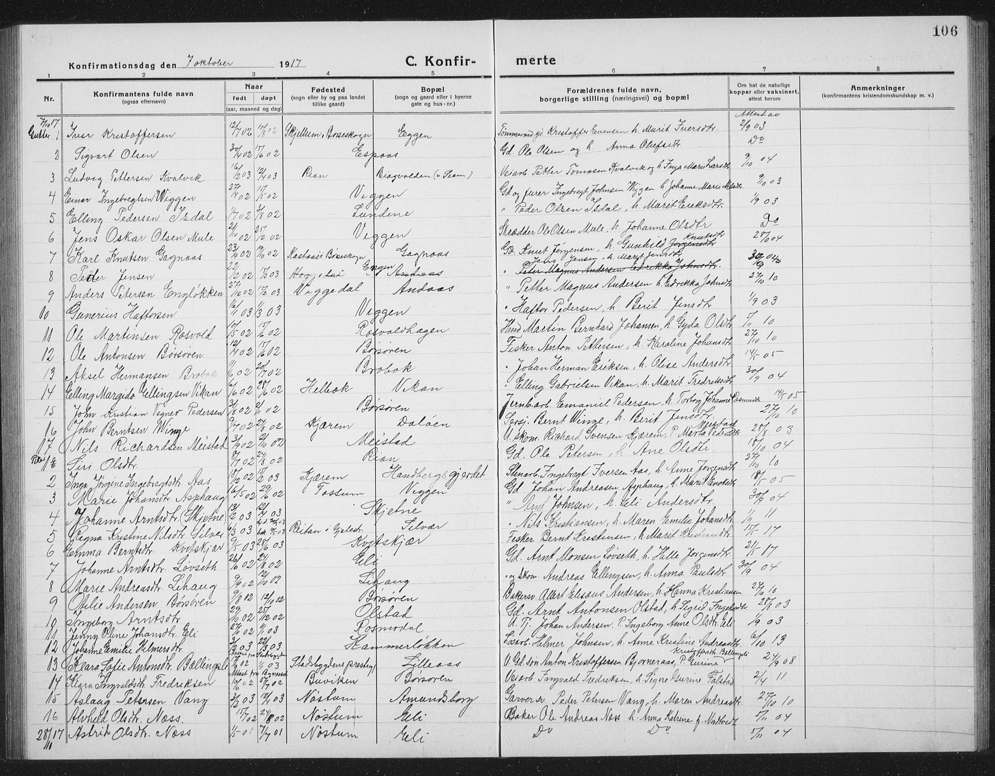 Ministerialprotokoller, klokkerbøker og fødselsregistre - Sør-Trøndelag, SAT/A-1456/665/L0778: Parish register (copy) no. 665C03, 1916-1938, p. 106
