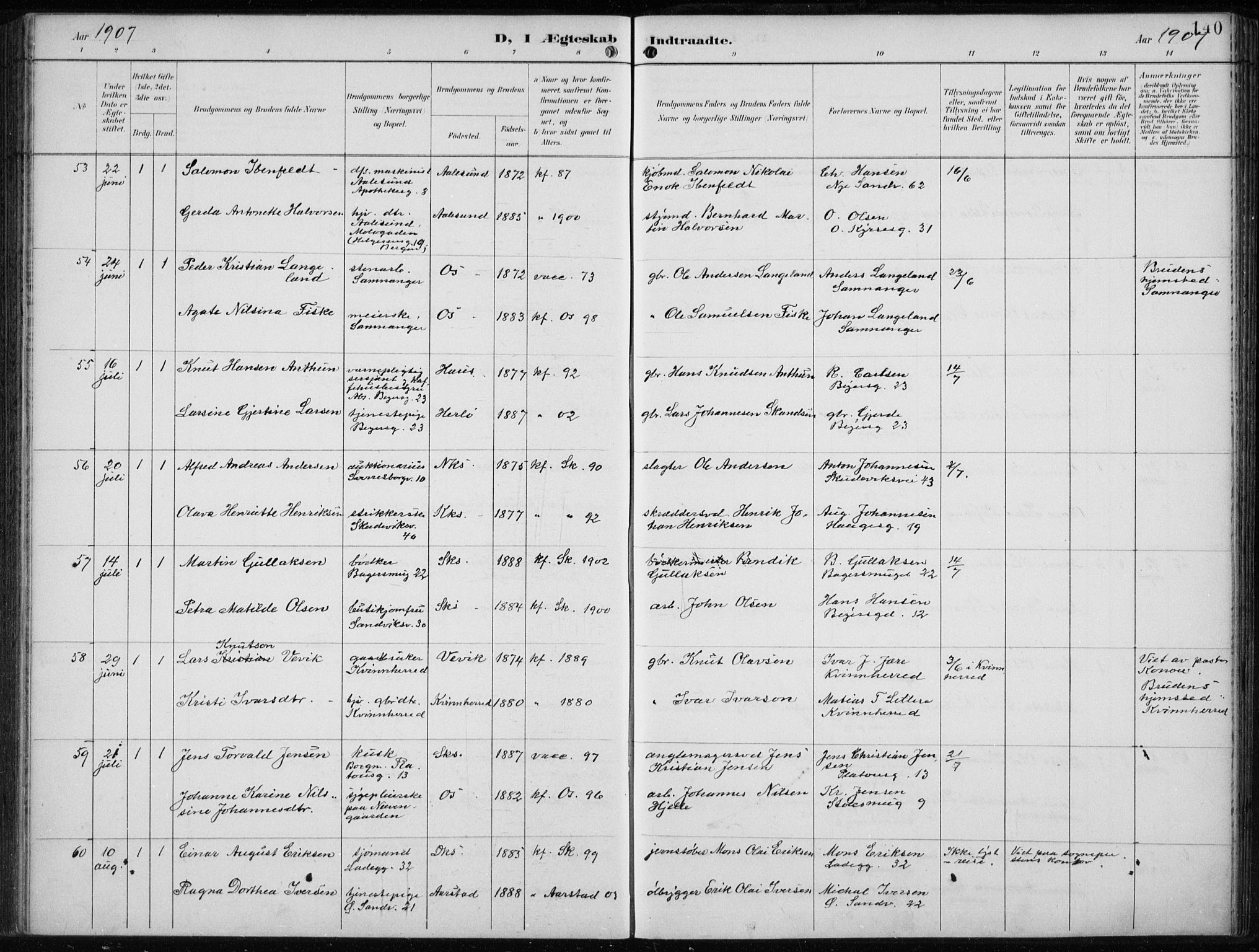 Sandviken Sokneprestembete, AV/SAB-A-77601/H/Ha/L0014: Parish register (official) no. D 1, 1896-1911, p. 140