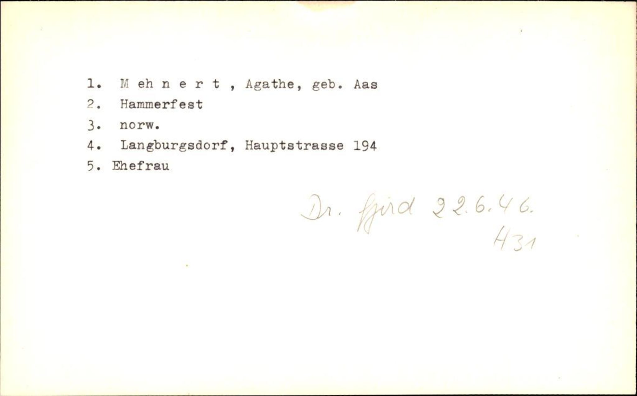 Hjemsendte tyskere , RA/RAFA-6487/D/Db/L0019: Medrow-Mulsow, 1945-1947, p. 29