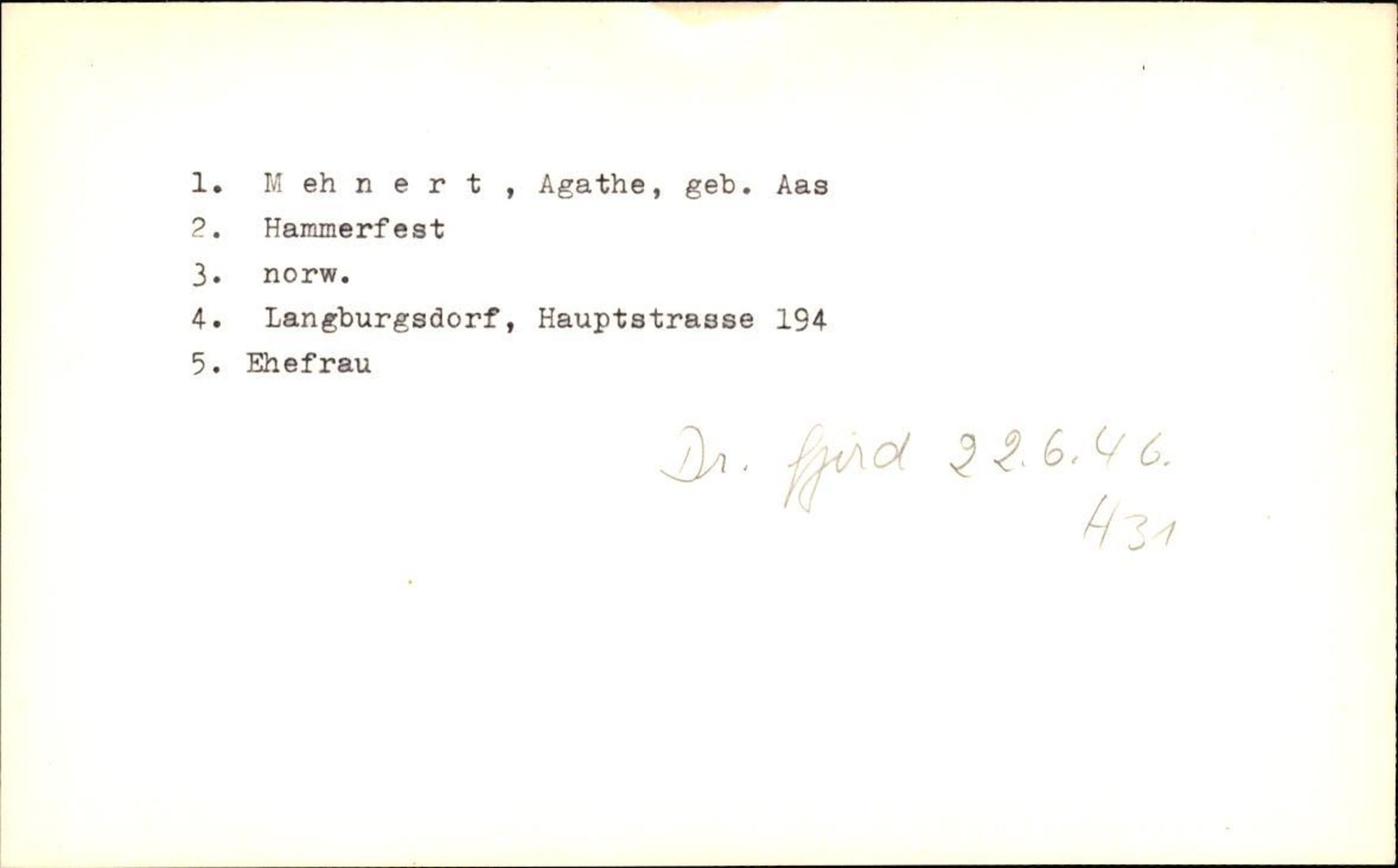 Hjemsendte tyskere , AV/RA-RAFA-6487/D/Db/L0019: Medrow-Mulsow, 1945-1947, p. 29