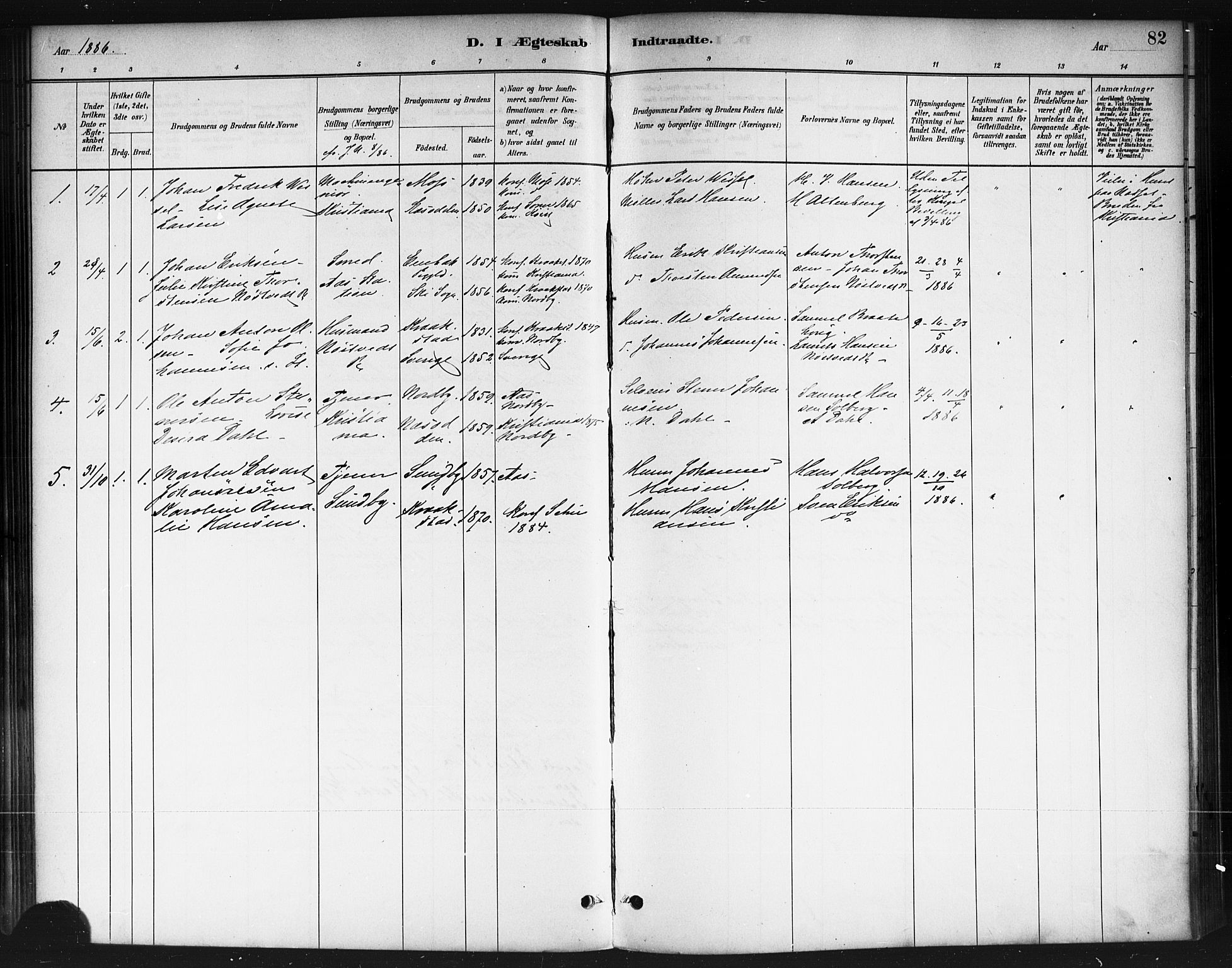 Ås prestekontor Kirkebøker, SAO/A-10894/F/Fb/L0001: Parish register (official) no. II 1, 1881-1895, p. 82