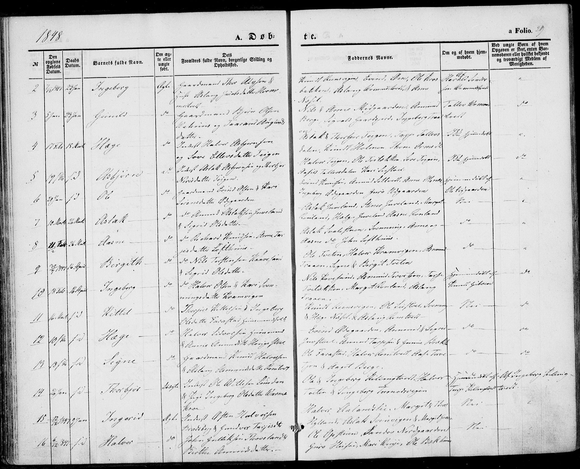 Vinje kirkebøker, SAKO/A-312/F/Fa/L0004: Parish register (official) no. I 4, 1843-1869, p. 29