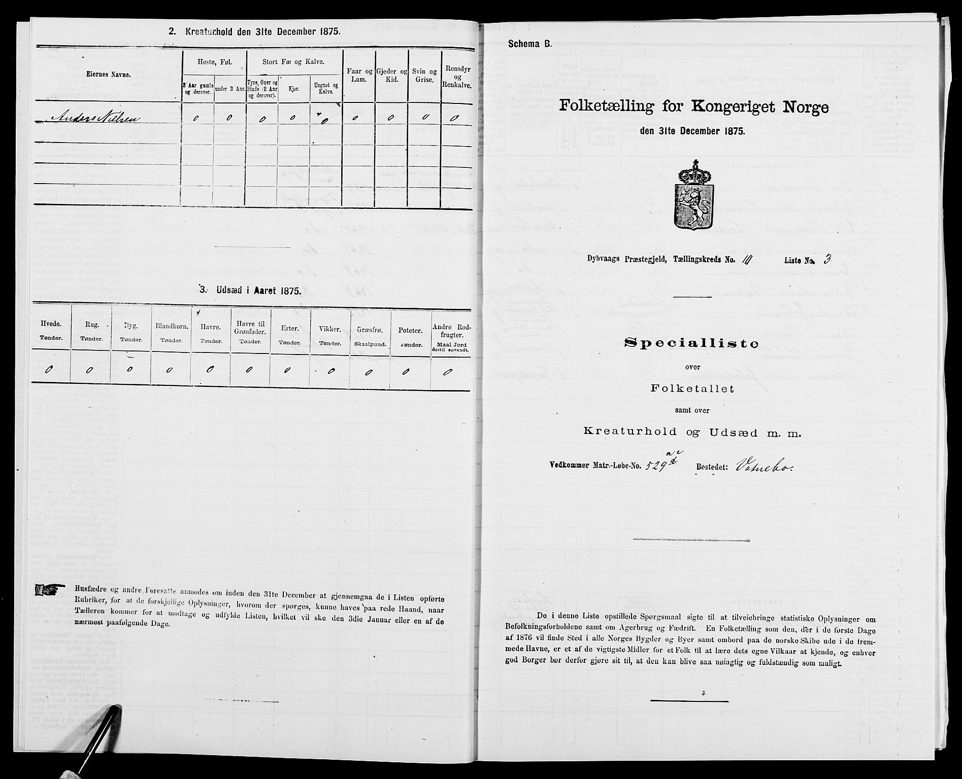 SAK, 1875 census for 0915P Dypvåg, 1875, p. 1414