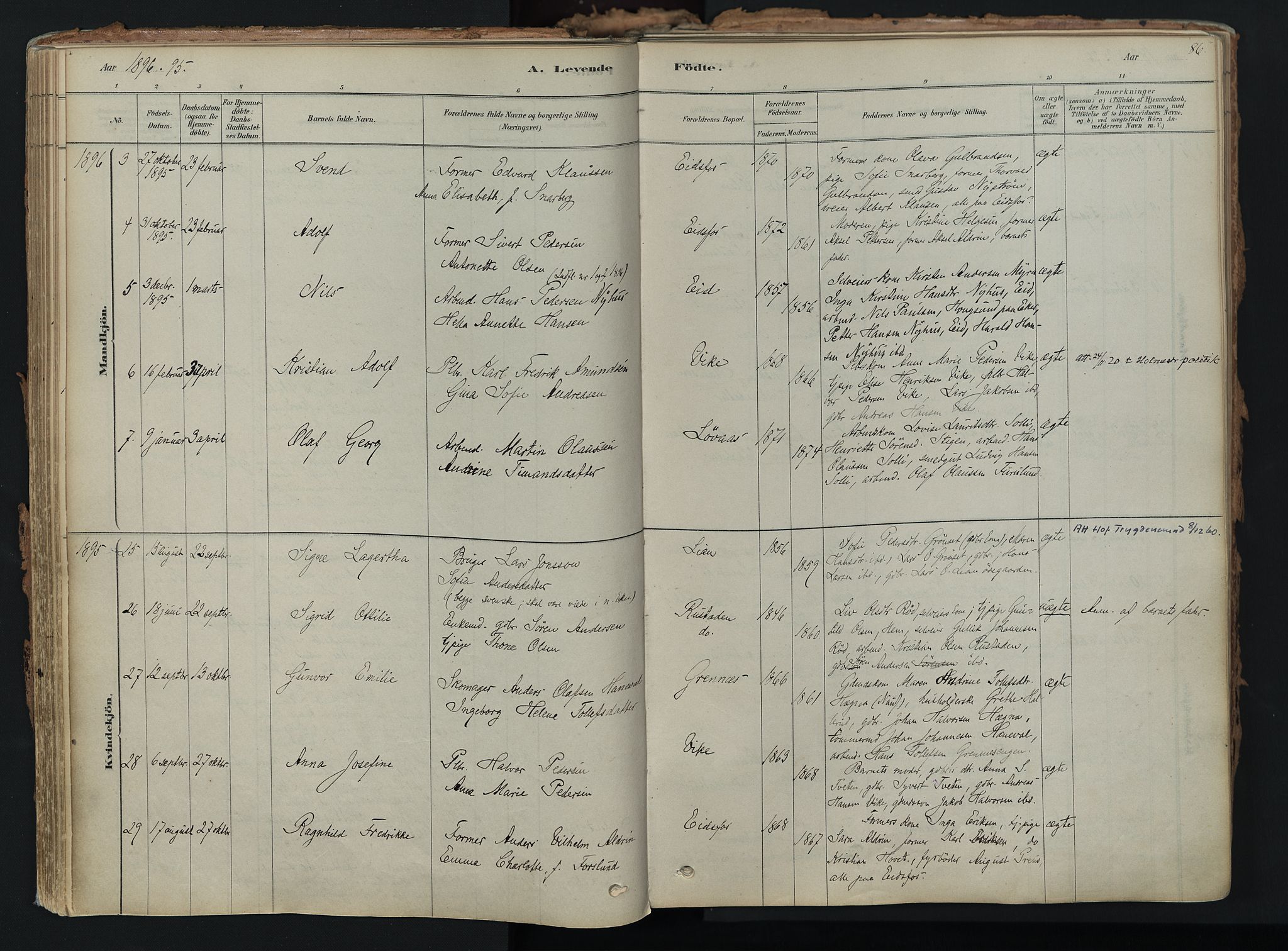 Hof kirkebøker, SAKO/A-64/F/Fa/L0007: Parish register (official) no. I 7, 1878-1940, p. 86