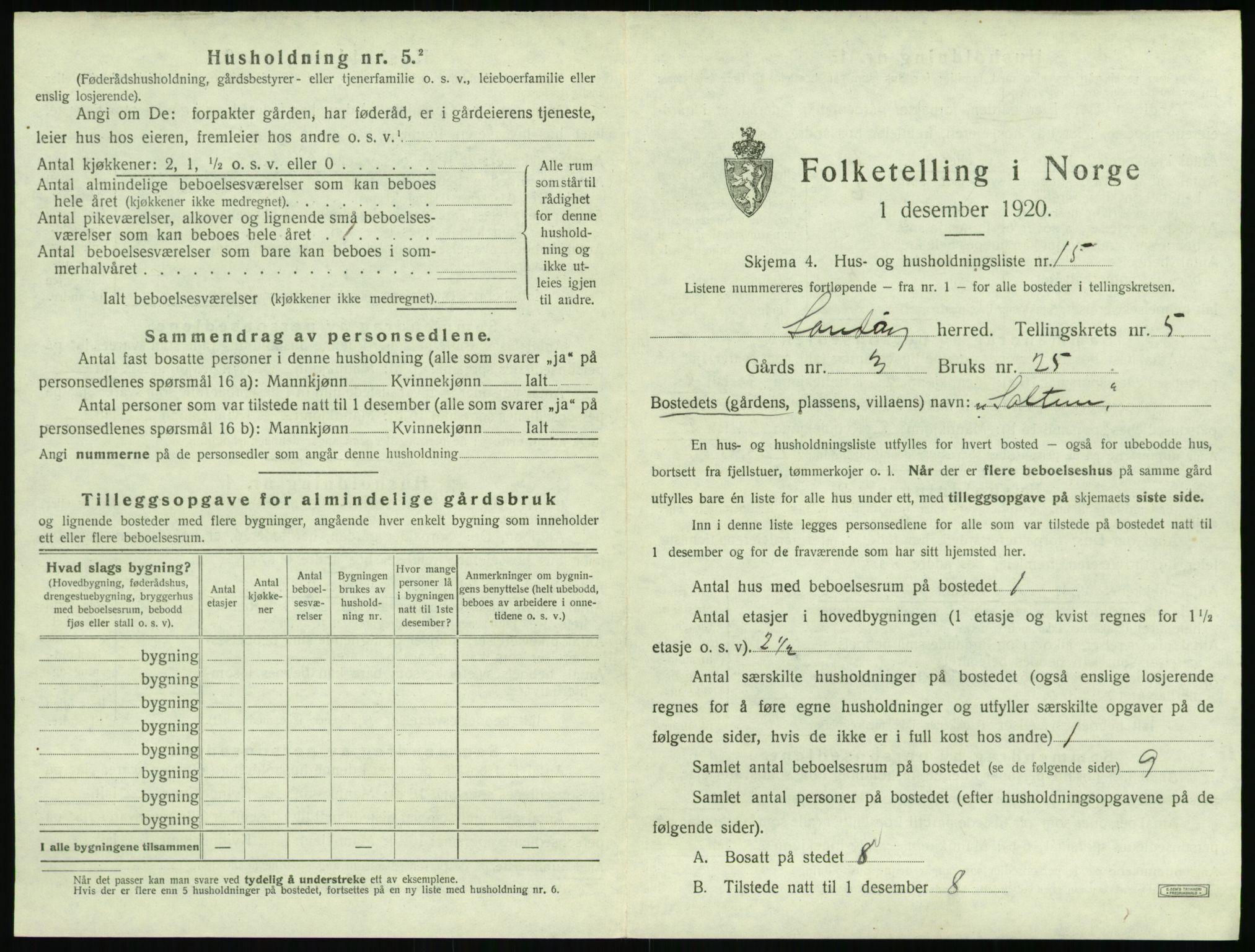 SAT, 1920 census for Sandøy, 1920, p. 272