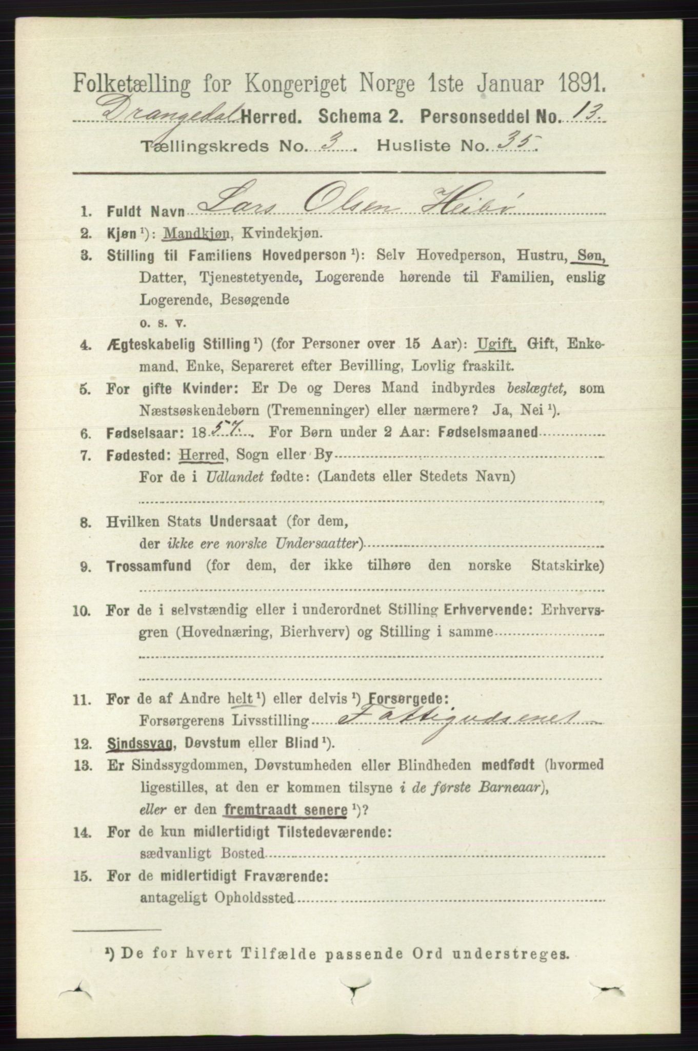 RA, 1891 census for 0817 Drangedal, 1891, p. 1092