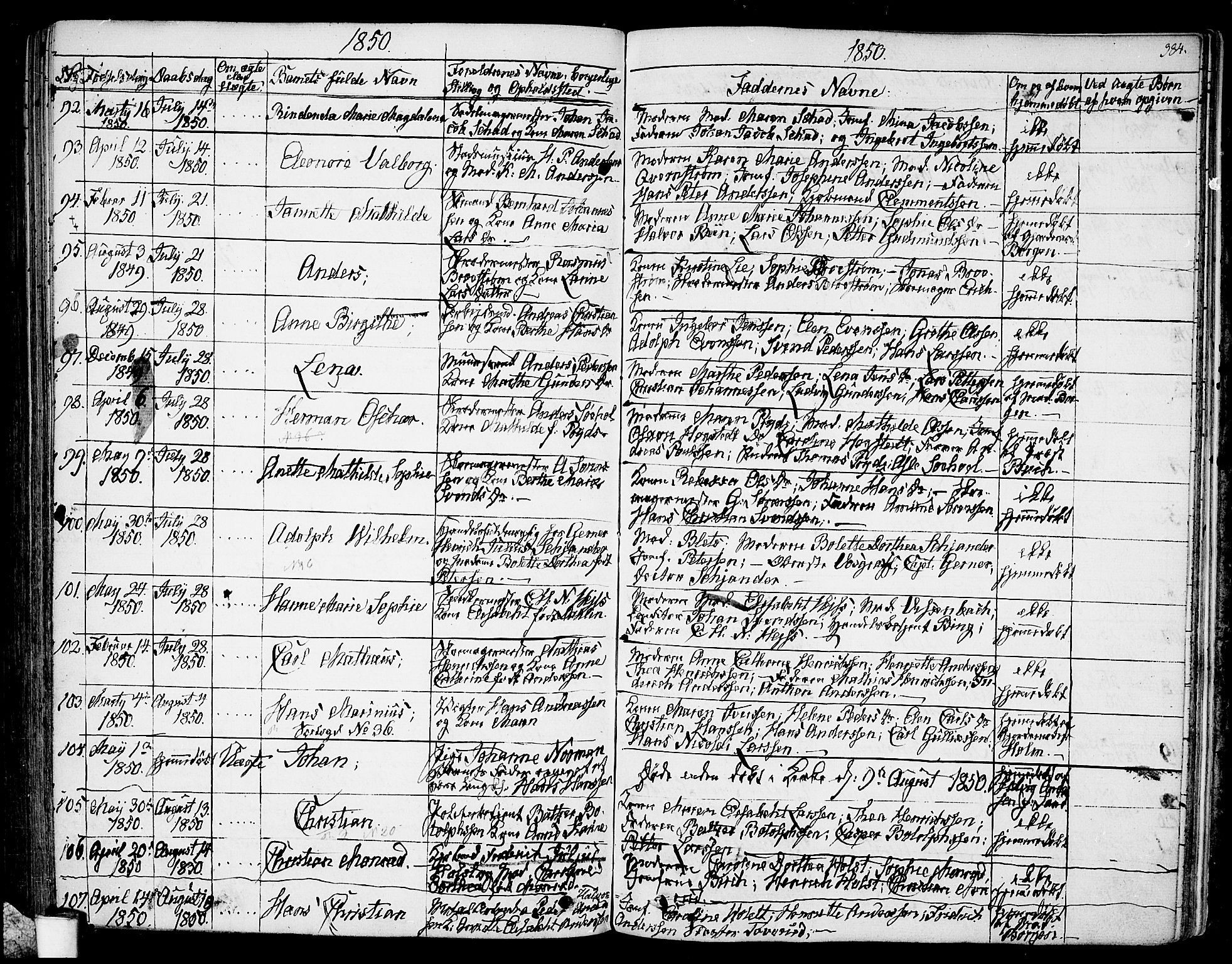 Moss prestekontor Kirkebøker, AV/SAO-A-2003/G/Ga/L0001: Parish register (copy) no. I 1, 1835-1851, p. 384