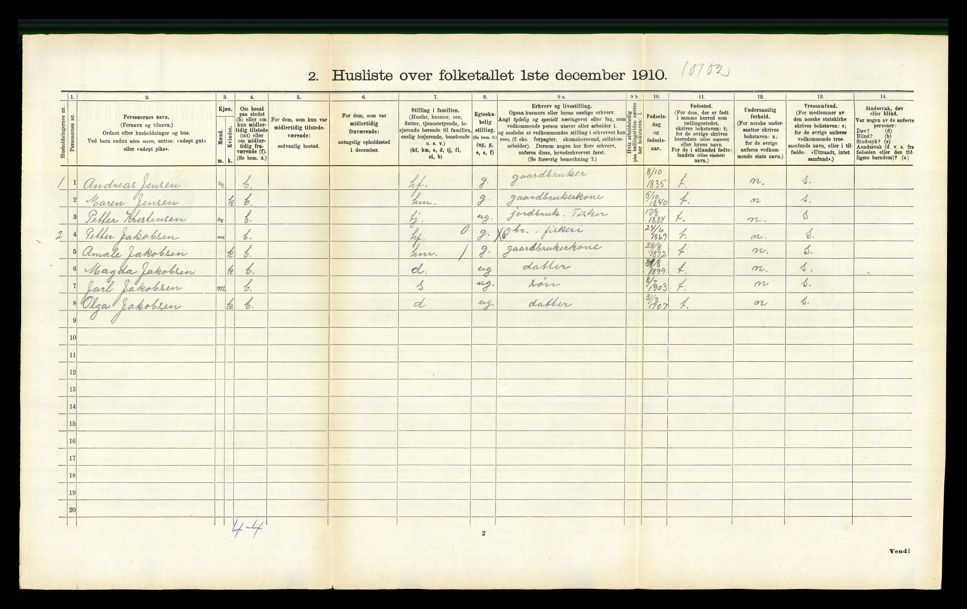 RA, 1910 census for Fauske, 1910, p. 1301