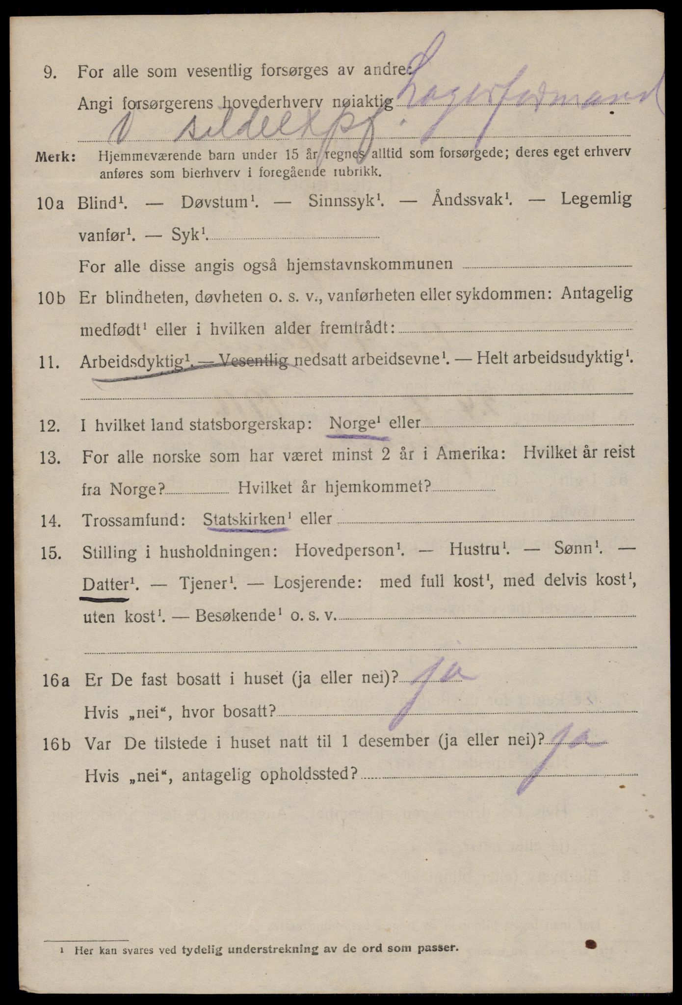 SAST, 1920 census for Stavanger, 1920, p. 122327