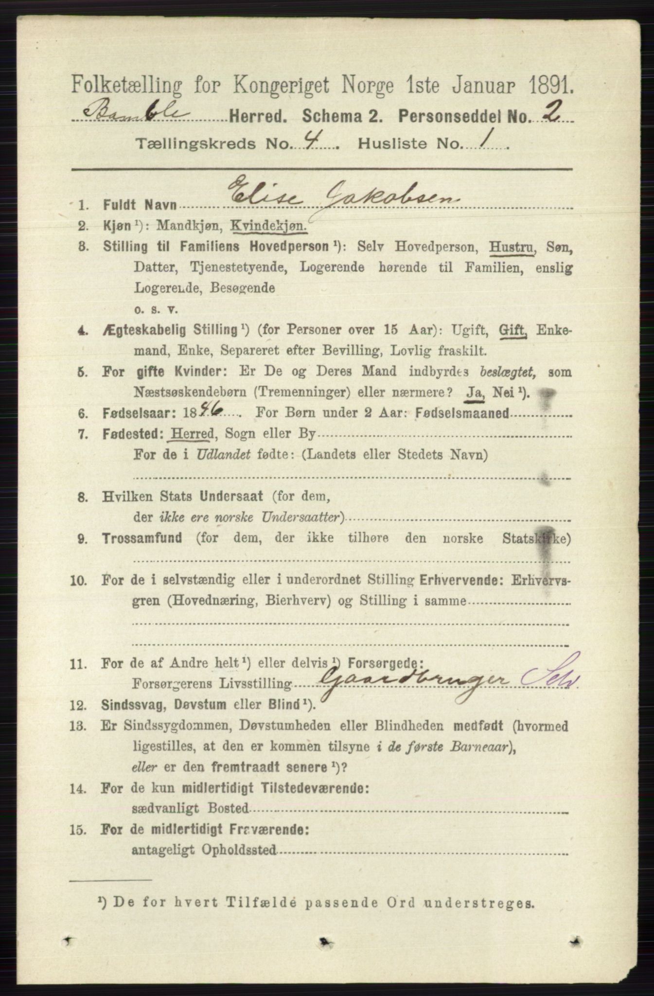 RA, 1891 census for 0814 Bamble, 1891, p. 1817