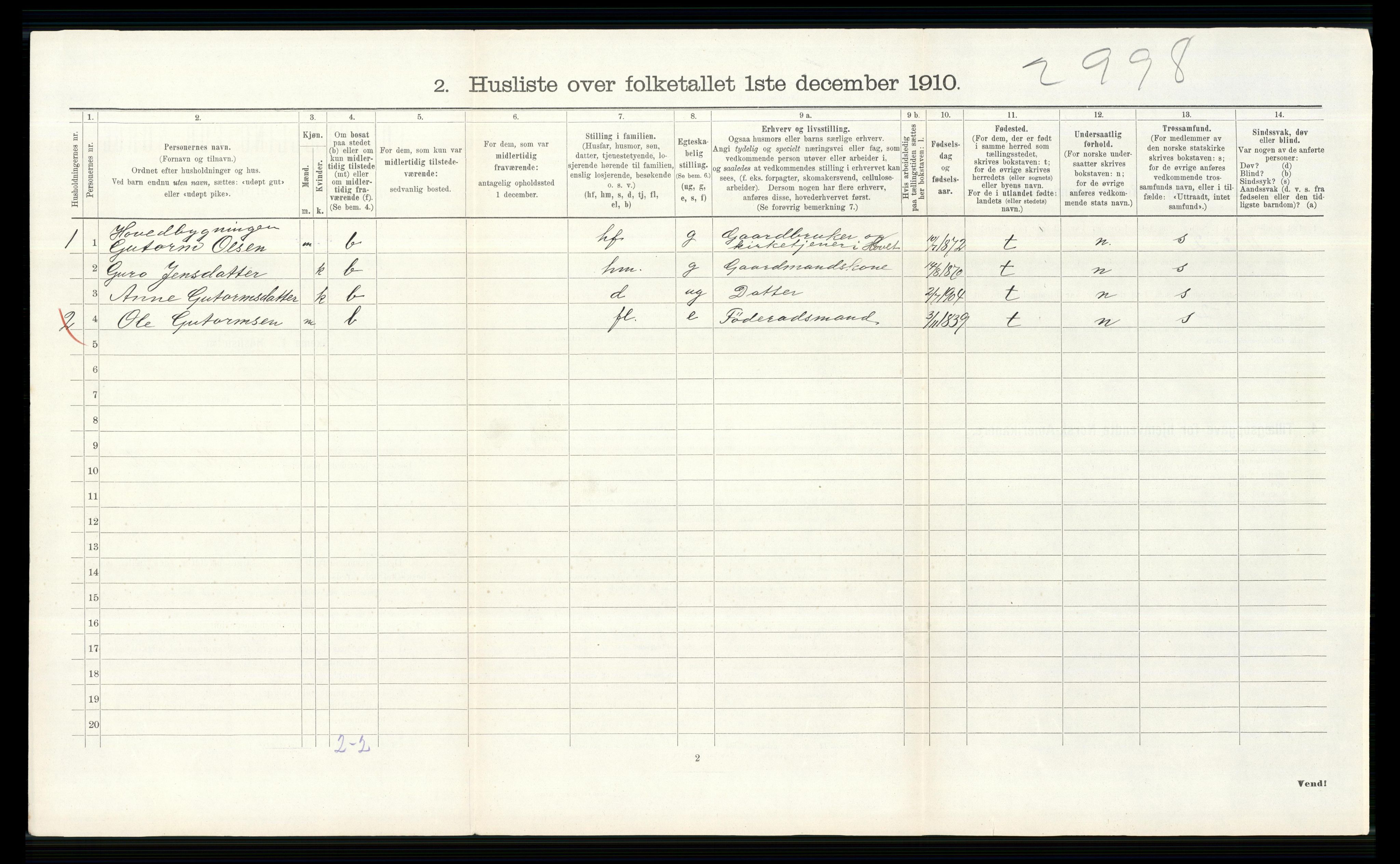 RA, 1910 census for Hol, 1910, p. 342