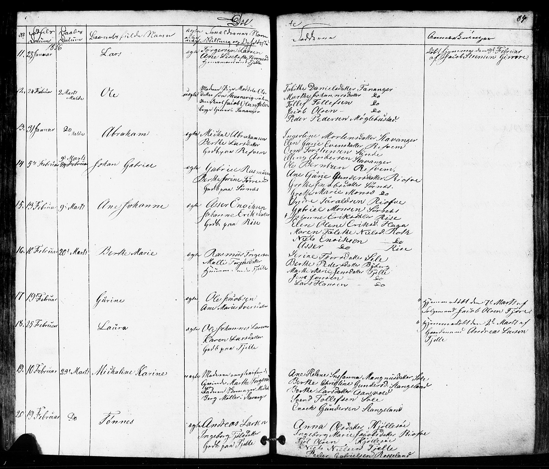 Håland sokneprestkontor, AV/SAST-A-101802/001/30BB/L0002: Parish register (copy) no. B 2, 1845-1872, p. 84