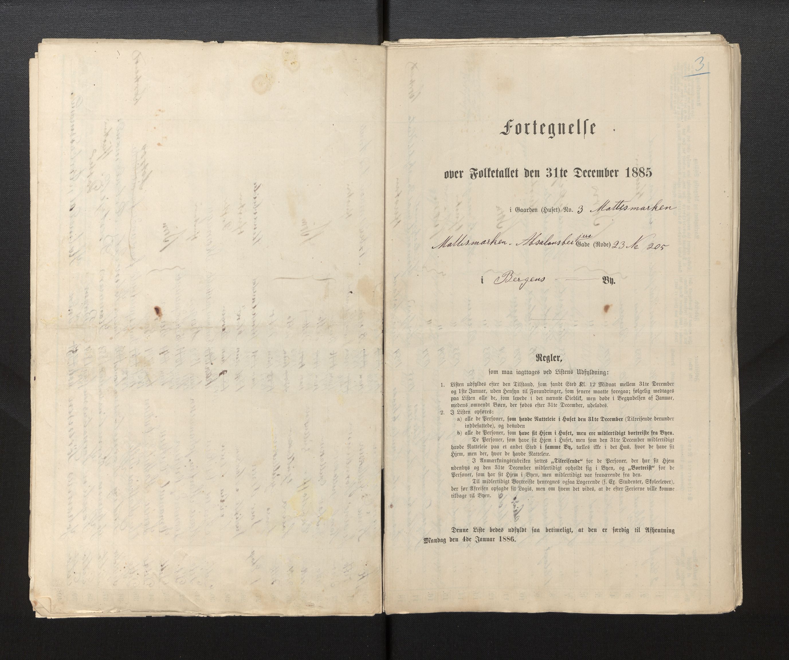 SAB, 1885 census for 1301 Bergen, 1885, p. 8