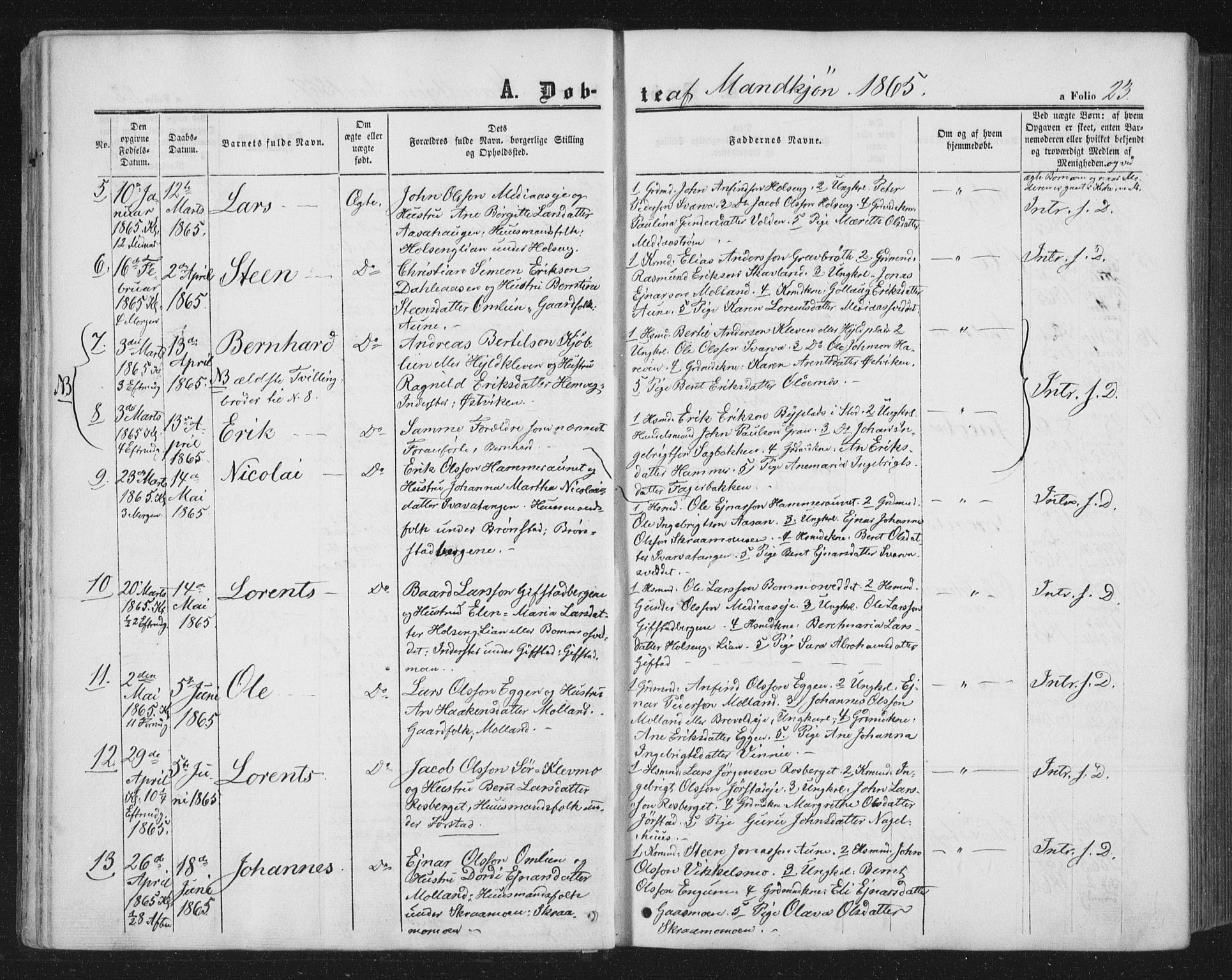 Ministerialprotokoller, klokkerbøker og fødselsregistre - Nord-Trøndelag, AV/SAT-A-1458/749/L0472: Parish register (official) no. 749A06, 1857-1873, p. 23