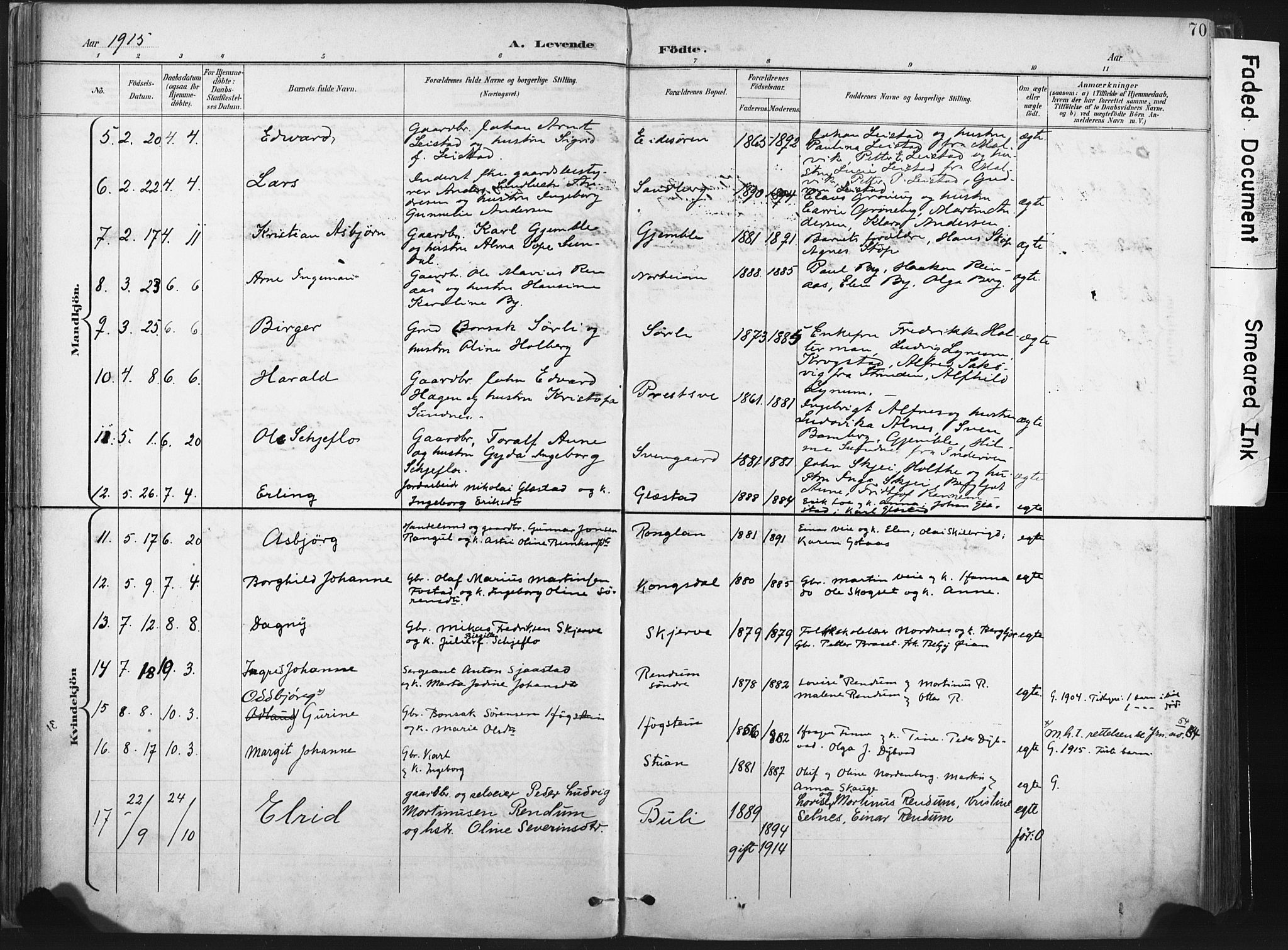 Ministerialprotokoller, klokkerbøker og fødselsregistre - Nord-Trøndelag, AV/SAT-A-1458/717/L0162: Parish register (official) no. 717A12, 1898-1923, p. 70