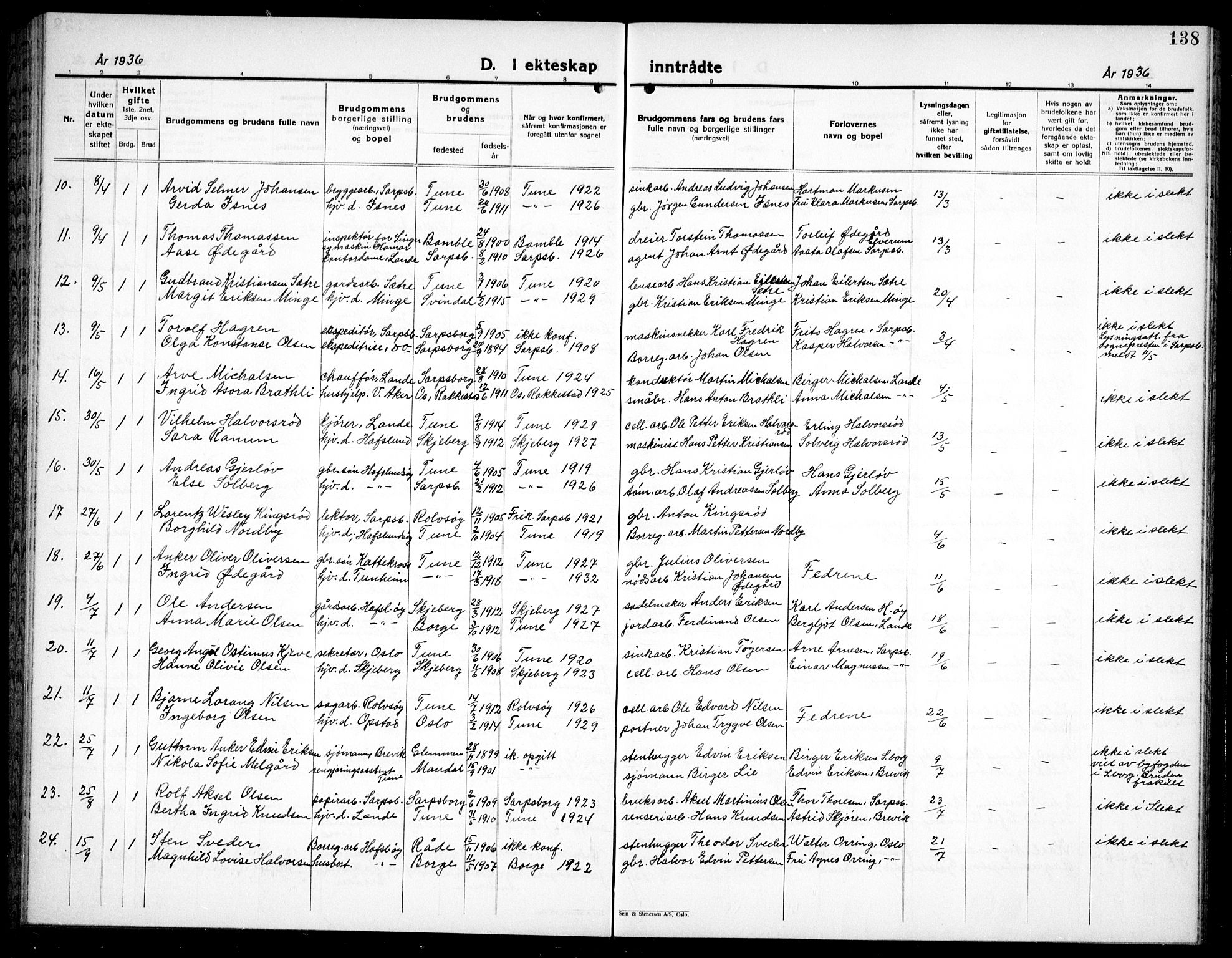 Tune prestekontor Kirkebøker, AV/SAO-A-2007/G/Ga/L0005: Parish register (copy) no. I 5, 1929-1939, p. 138