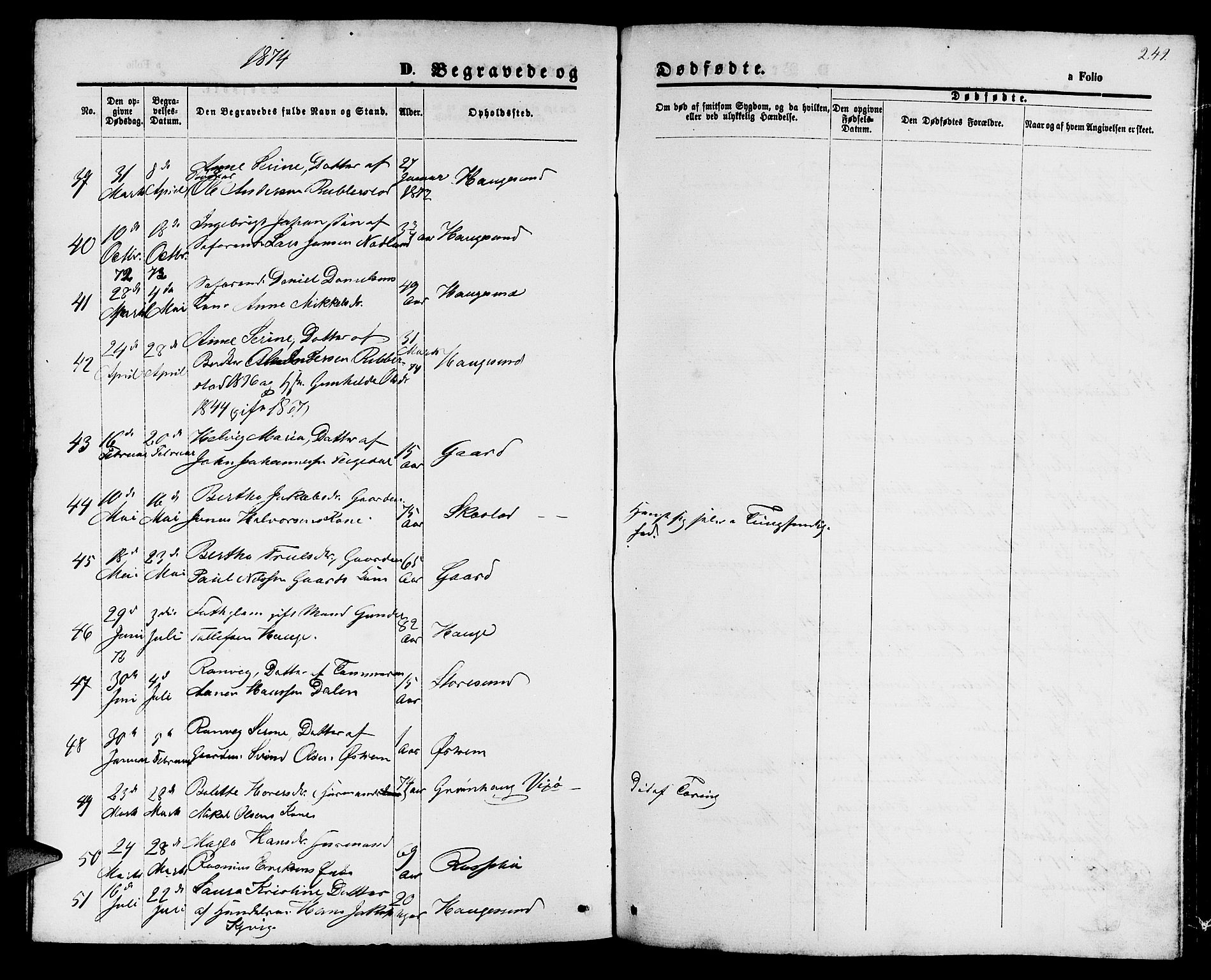 Haugesund sokneprestkontor, AV/SAST-A -101863/H/Ha/Hab/L0001: Parish register (copy) no. B 1, 1873-1881, p. 249