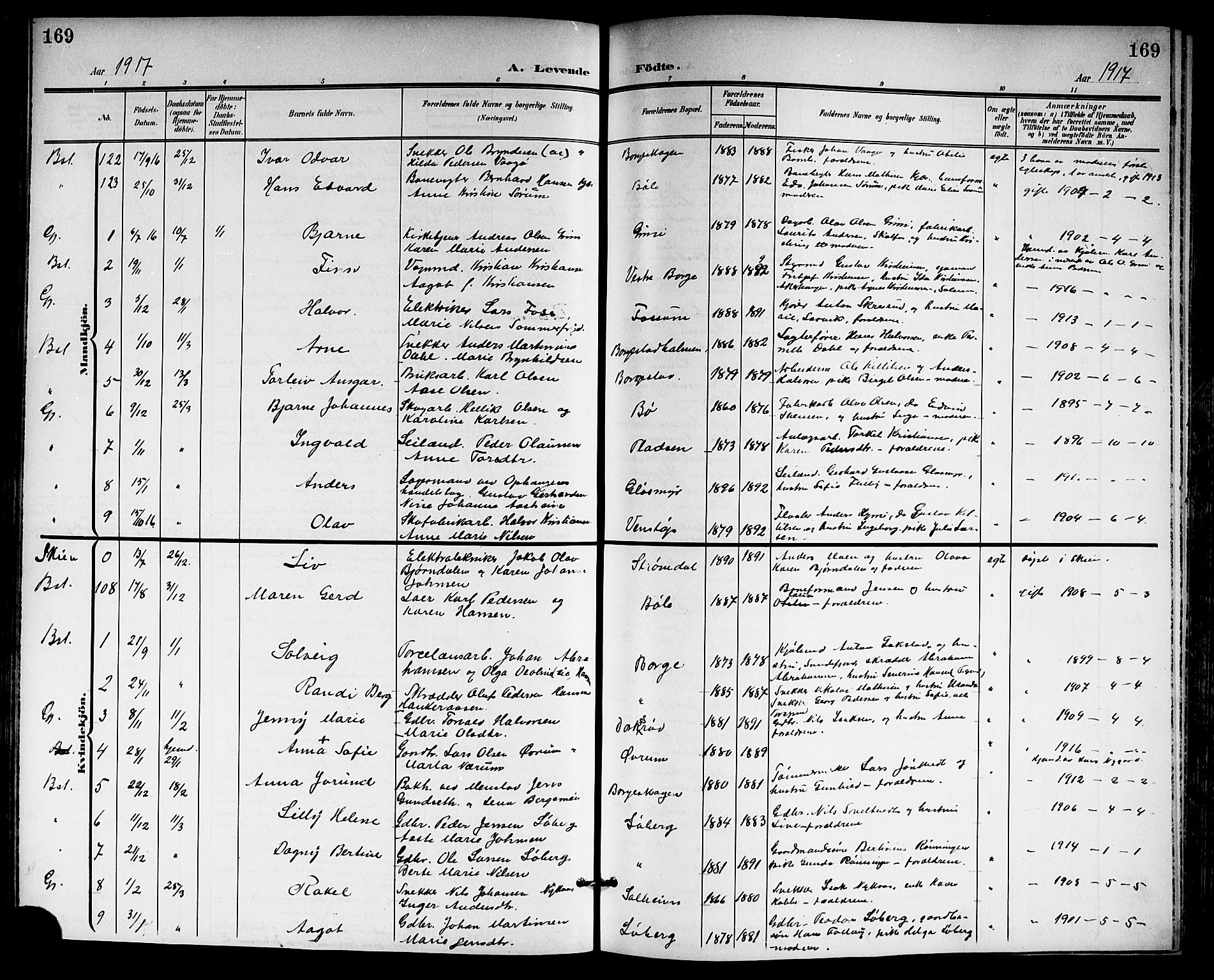Gjerpen kirkebøker, SAKO/A-265/G/Ga/L0003: Parish register (copy) no. I 3, 1901-1919, p. 169