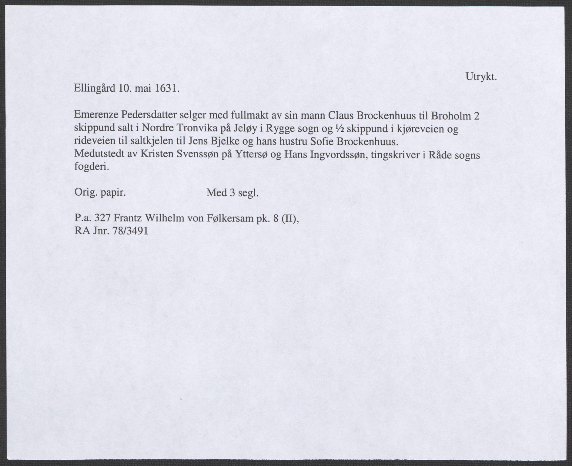 Riksarkivets diplomsamling, AV/RA-EA-5965/F12/L0008: Pk. 8 (II), 1602-1704, p. 55