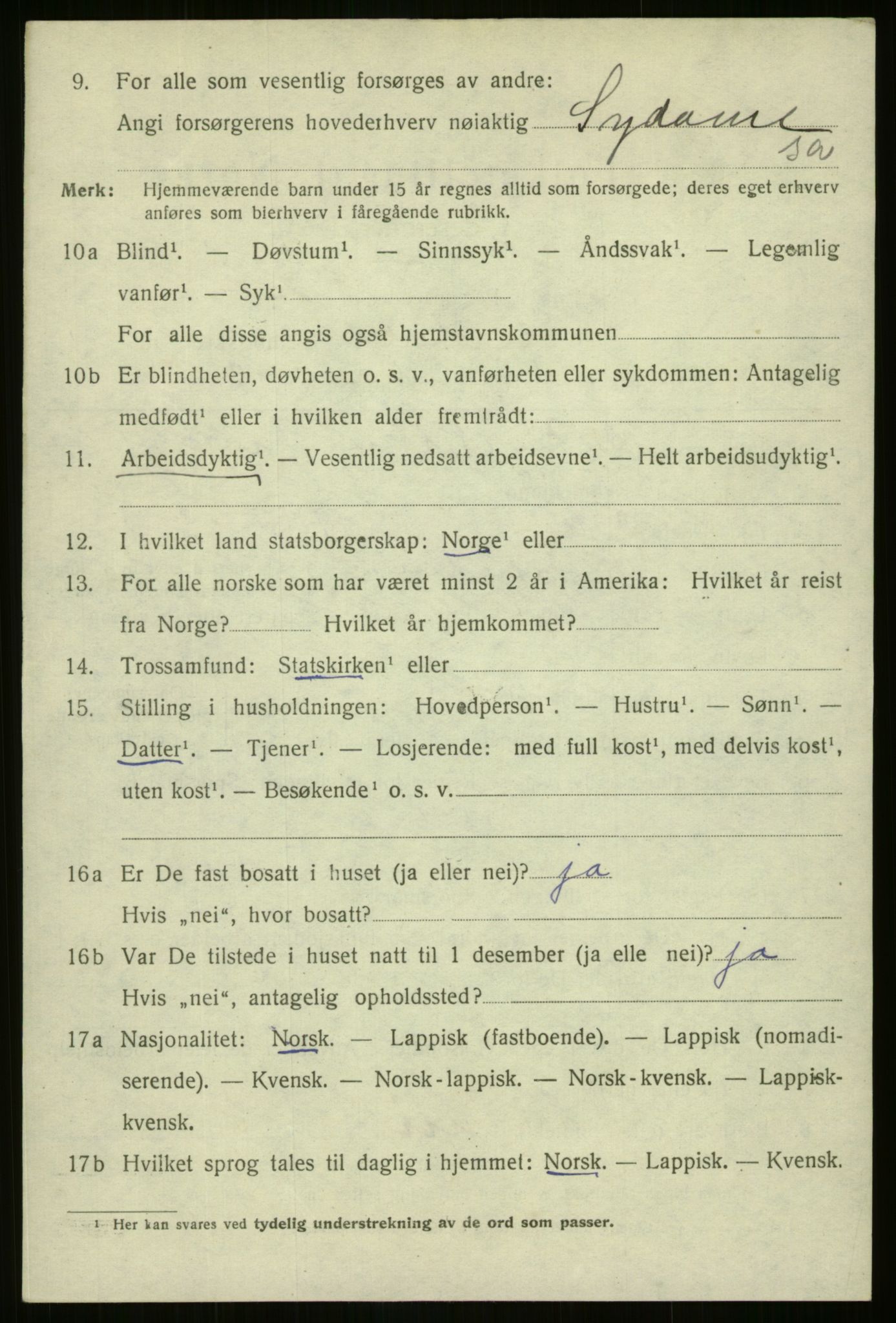 SATØ, 1920 census for Harstad, 1920, p. 2957