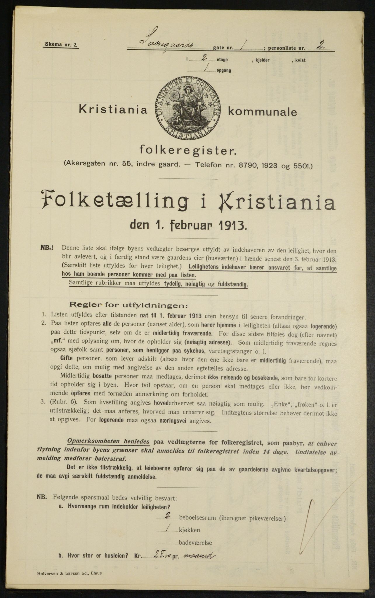 OBA, Municipal Census 1913 for Kristiania, 1913, p. 89291