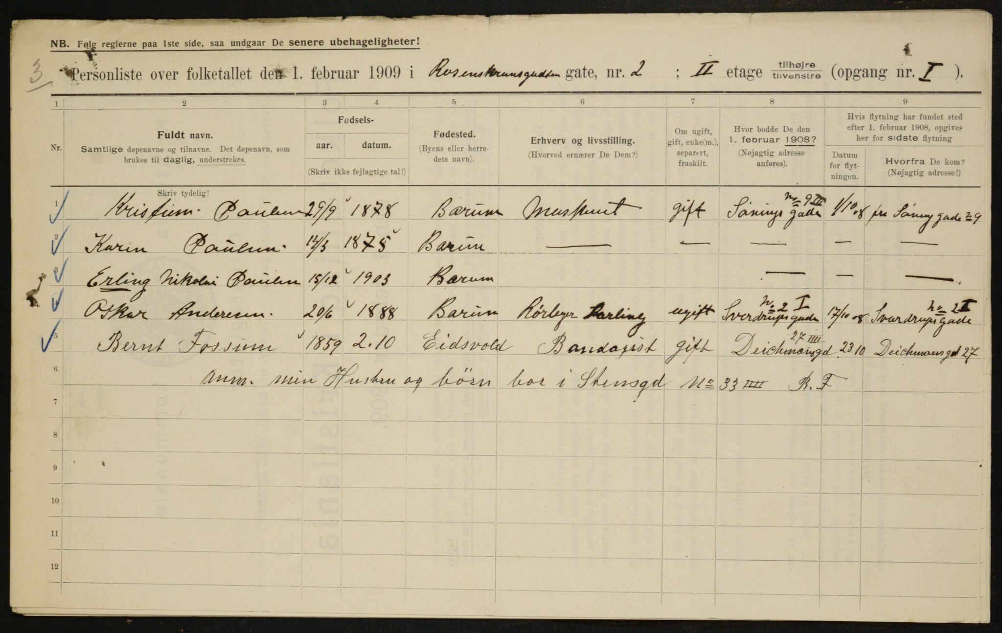 OBA, Municipal Census 1909 for Kristiania, 1909, p. 75966