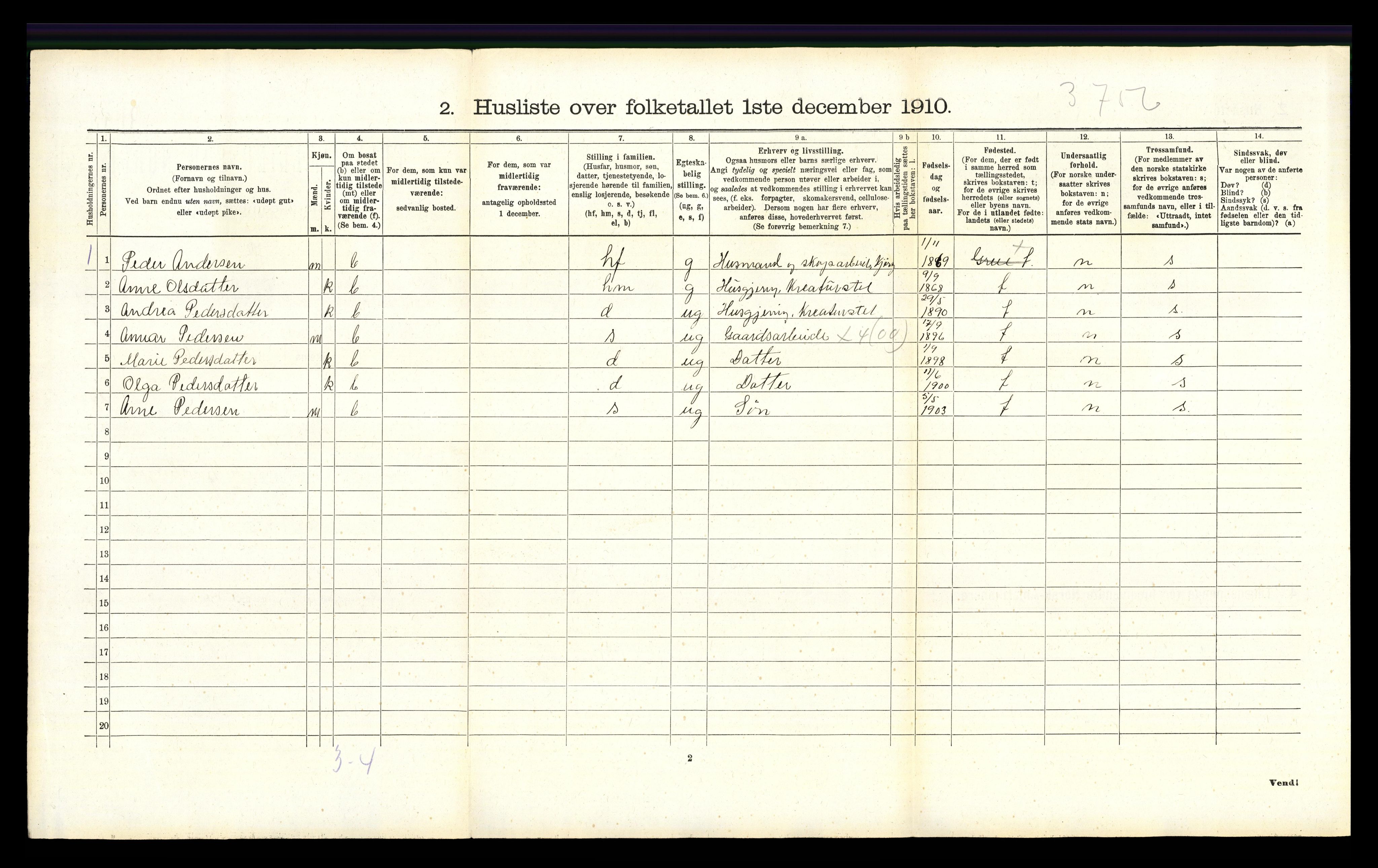 RA, 1910 census for Grue, 1910, p. 1390