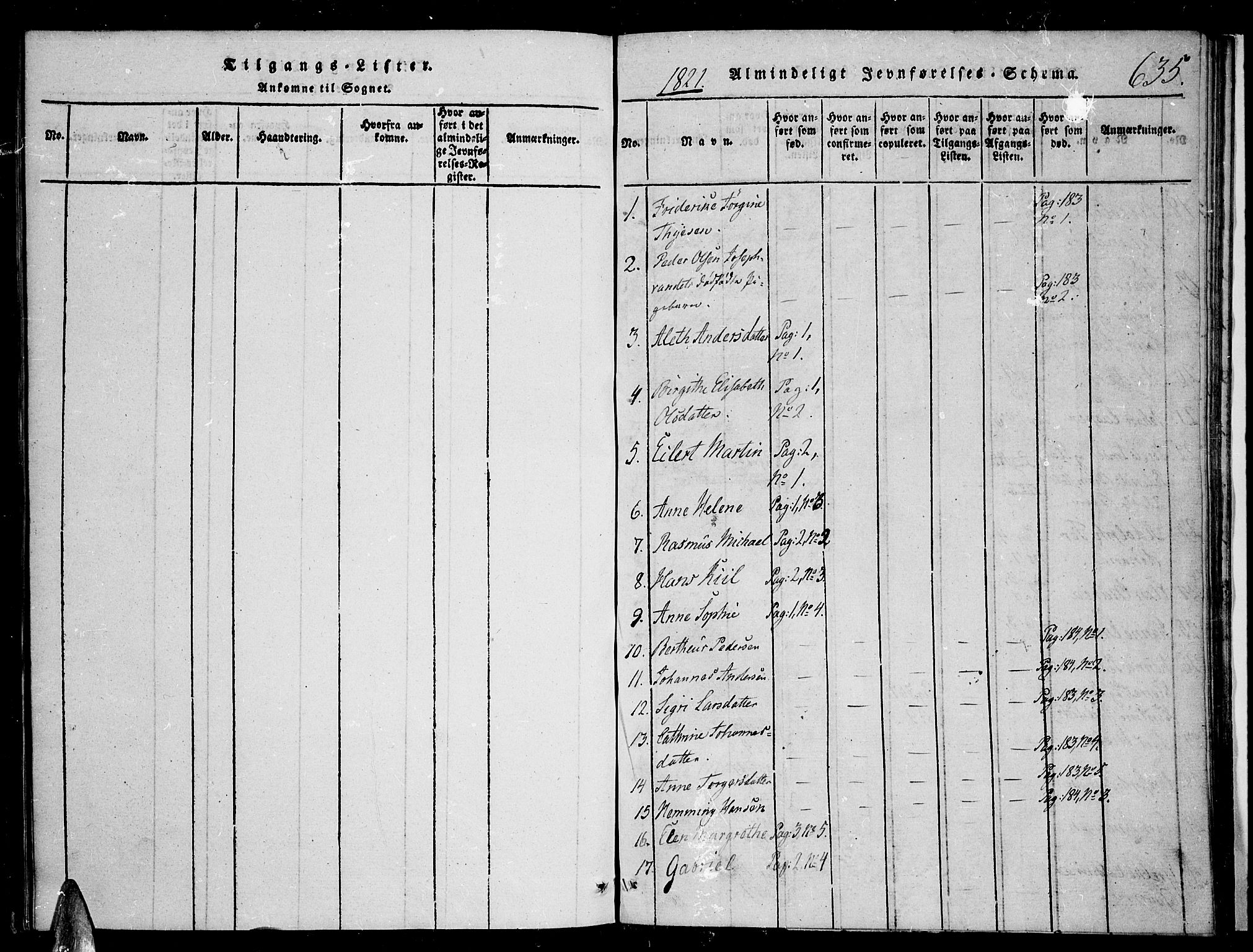 Tromsø sokneprestkontor/stiftsprosti/domprosti, AV/SATØ-S-1343/G/Ga/L0007kirke: Parish register (official) no. 7, 1821-1828, p. 634-635