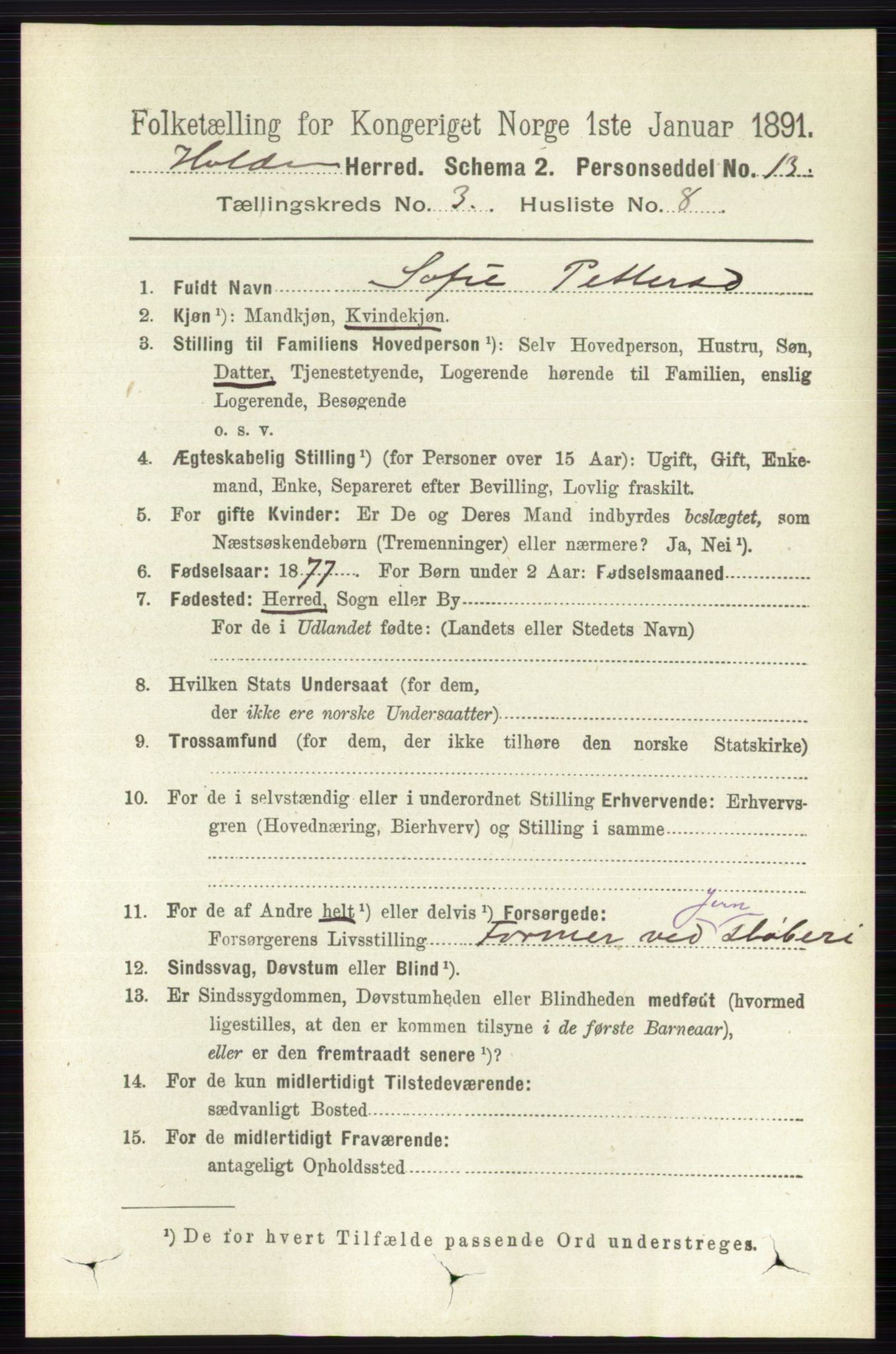 RA, 1891 census for 0819 Holla, 1891, p. 1444