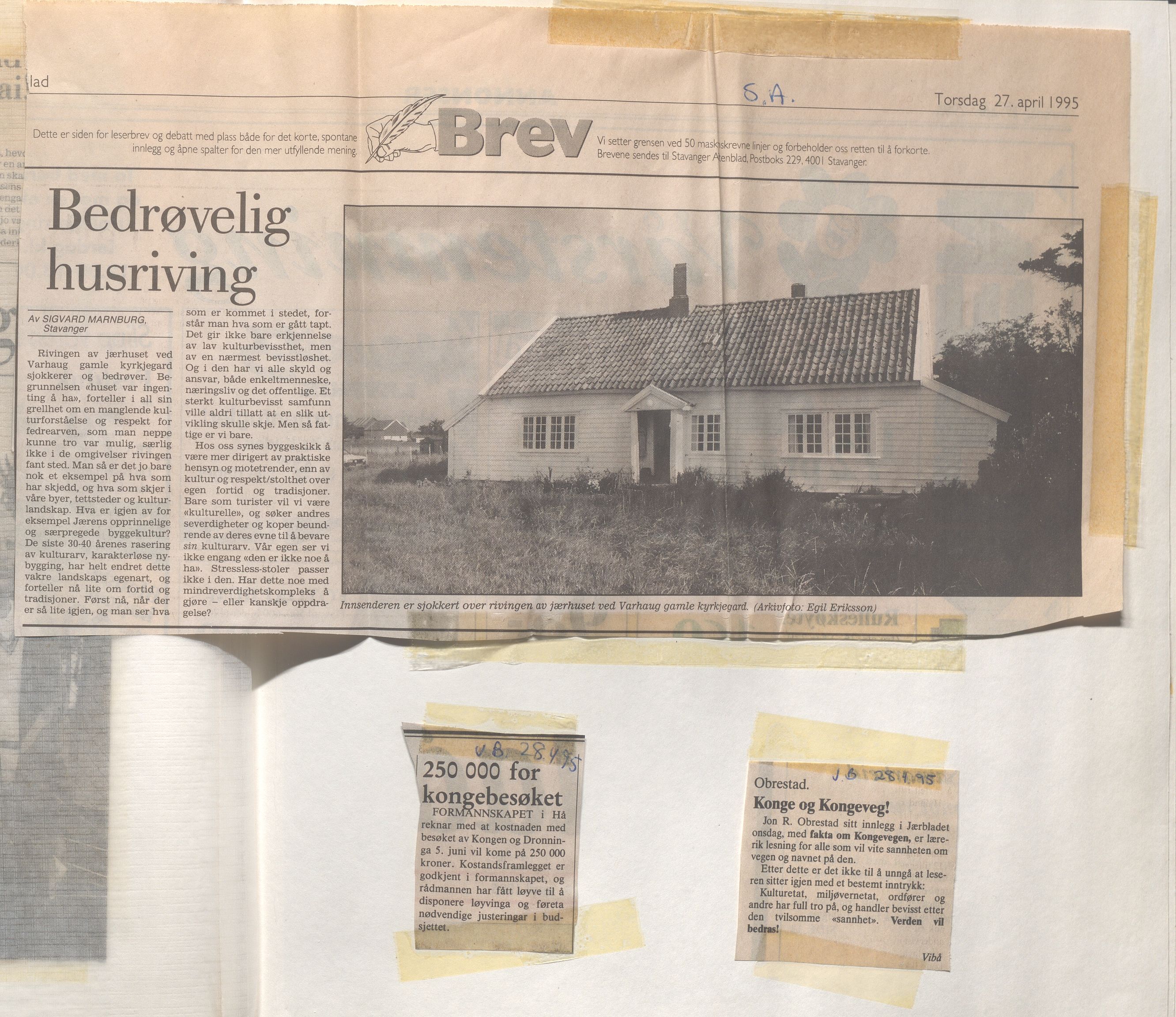 Hå kommune - Kulturetaten, IKAR/A-304/Ub/Ubc/L0009: Avisutklipp - Diverse, 1995