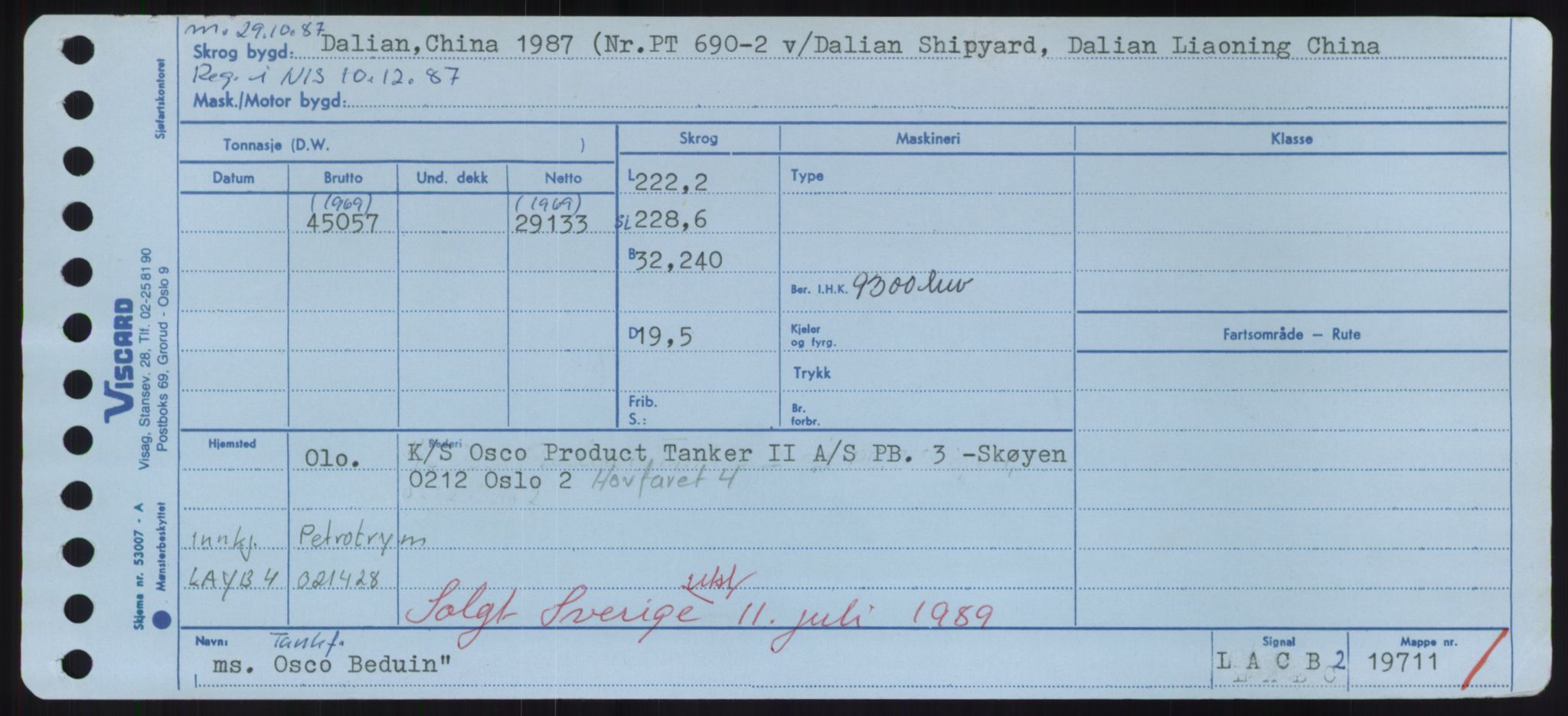 Sjøfartsdirektoratet med forløpere, Skipsmålingen, RA/S-1627/H/Hd/L0028: Fartøy, O, p. 395