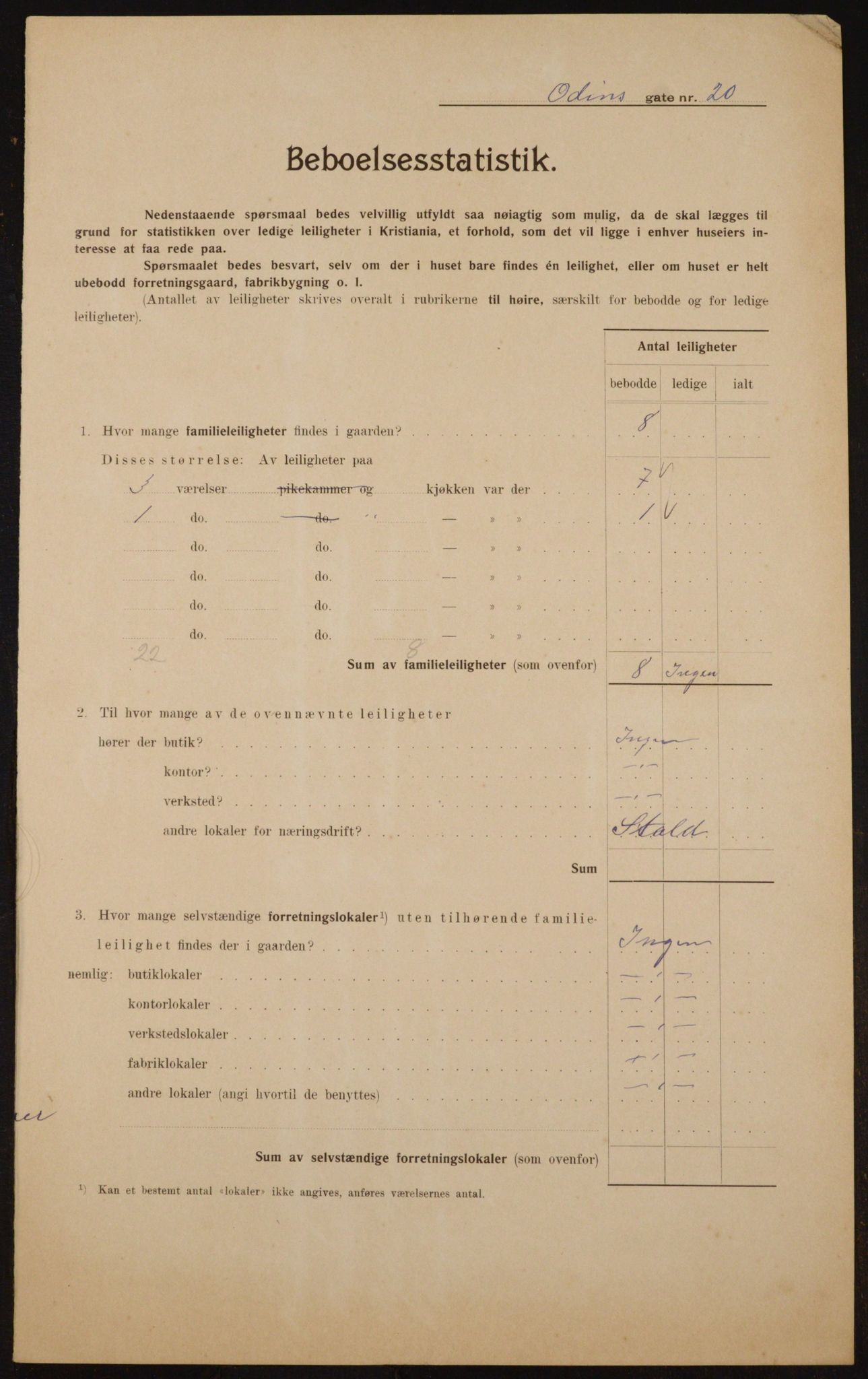 OBA, Municipal Census 1910 for Kristiania, 1910, p. 72290